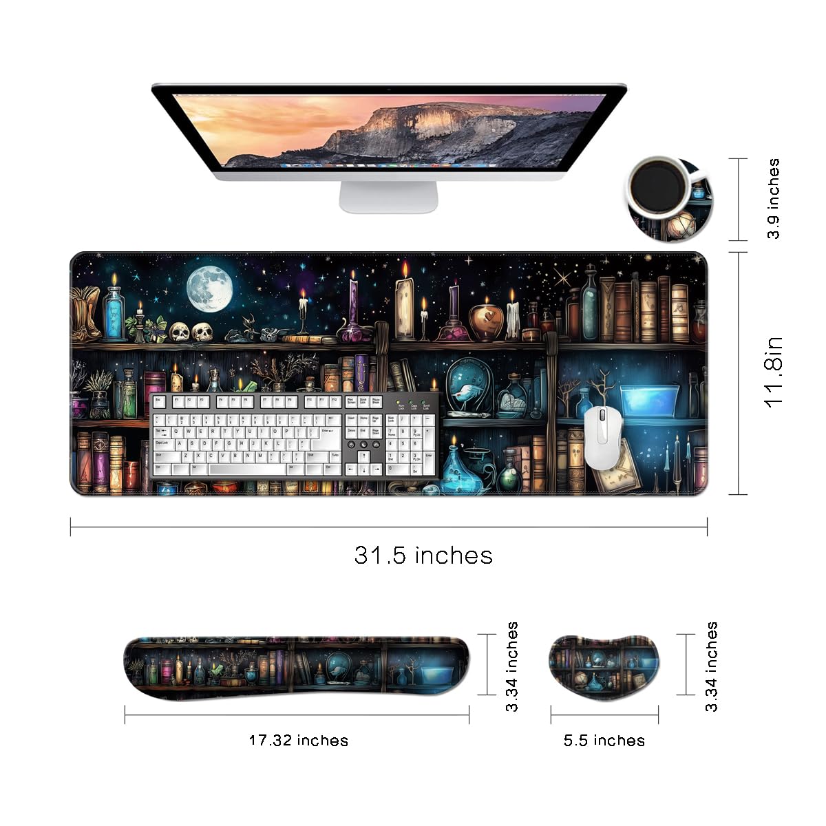MIBITRI Keyboard Mouse Pad Set, Extended Gaming Mouse Pad+Ergonomics Keyboard Wrist Rest Support