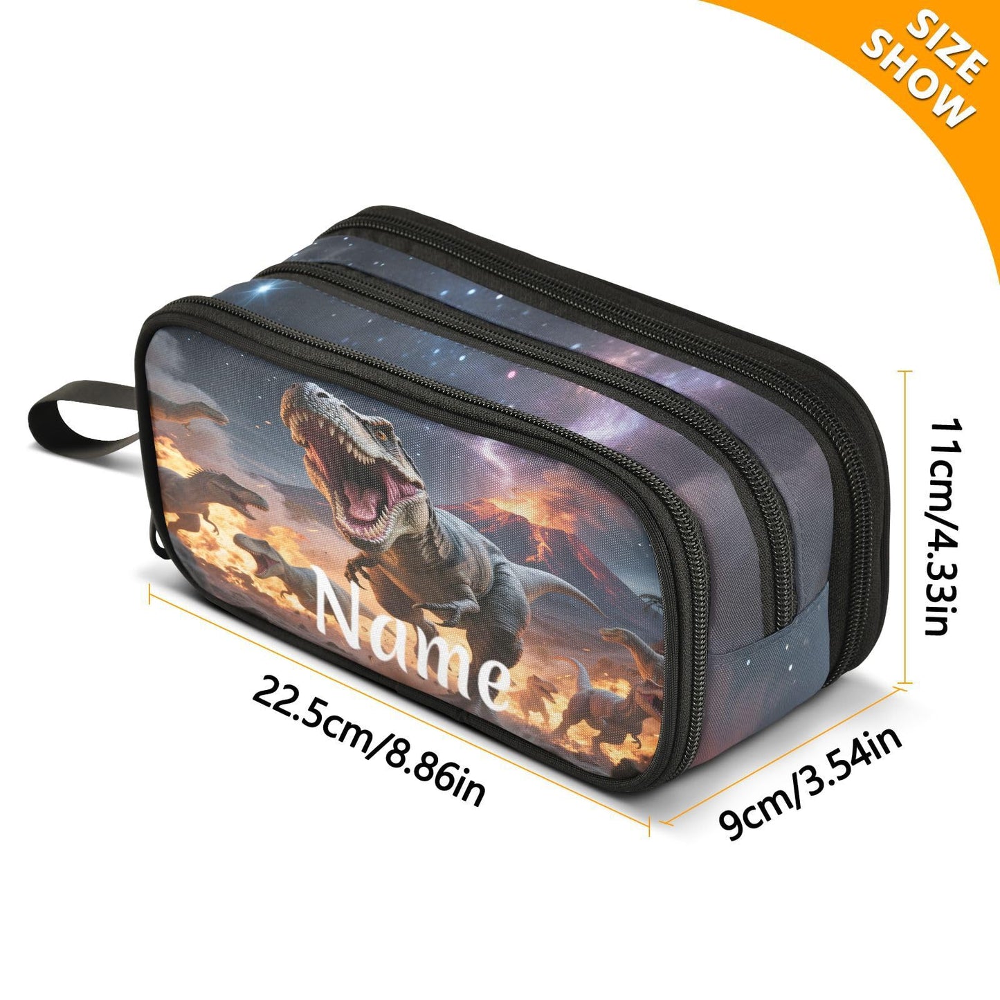 BOENLE Custom Dinosaurs Roar Pencil Case Box Boys Girls Personalized Name Large Pencil Pouch