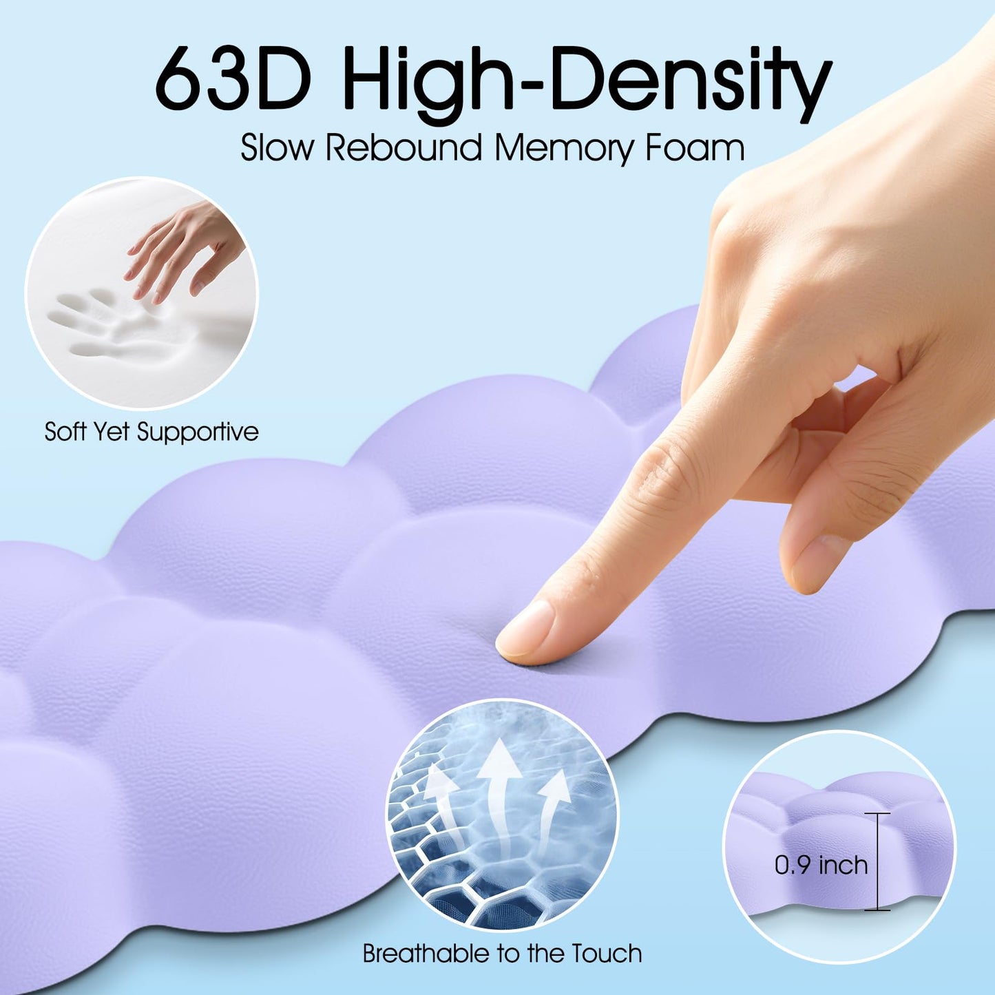 Retuhapy Cloud Wrist Rest Keyboard Cushion and Cloud Mouse Pad, Purple