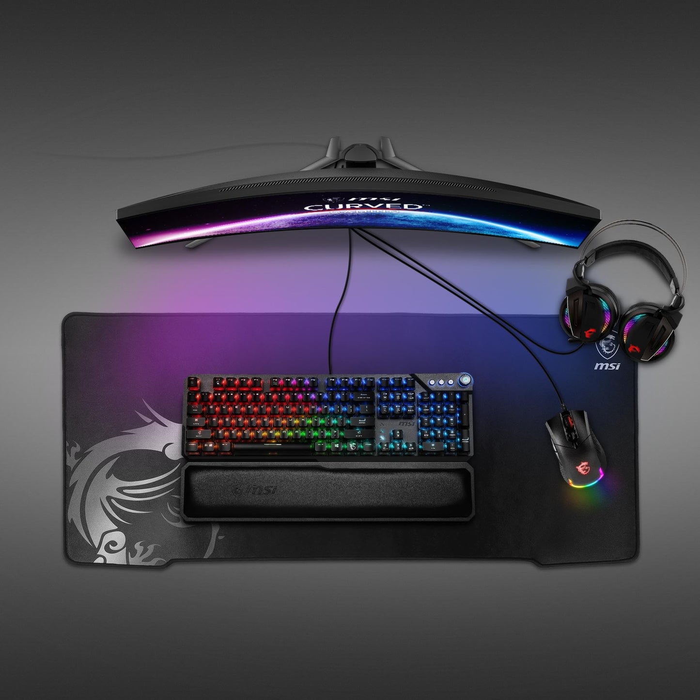 MSI Agility GD70 - XXL Extended Gaming Mouse Pad, Silk Gaming Fabric Surface, Soft Seamed Edges