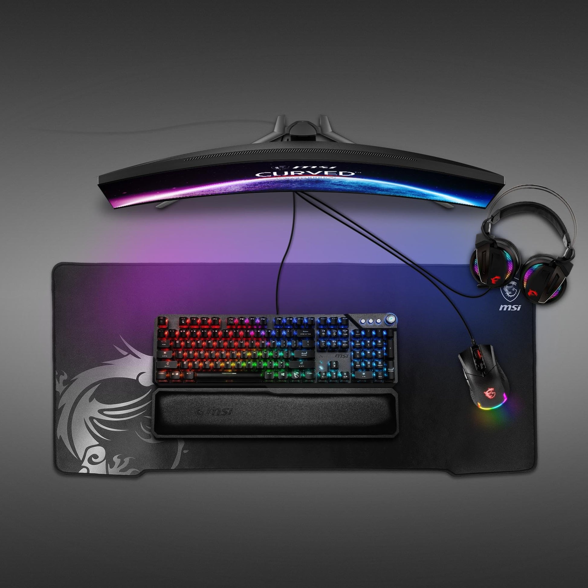 MSI Agility GD70 - XXL Extended Gaming Mouse Pad, Silk Gaming Fabric Surface, Soft Seamed Edges