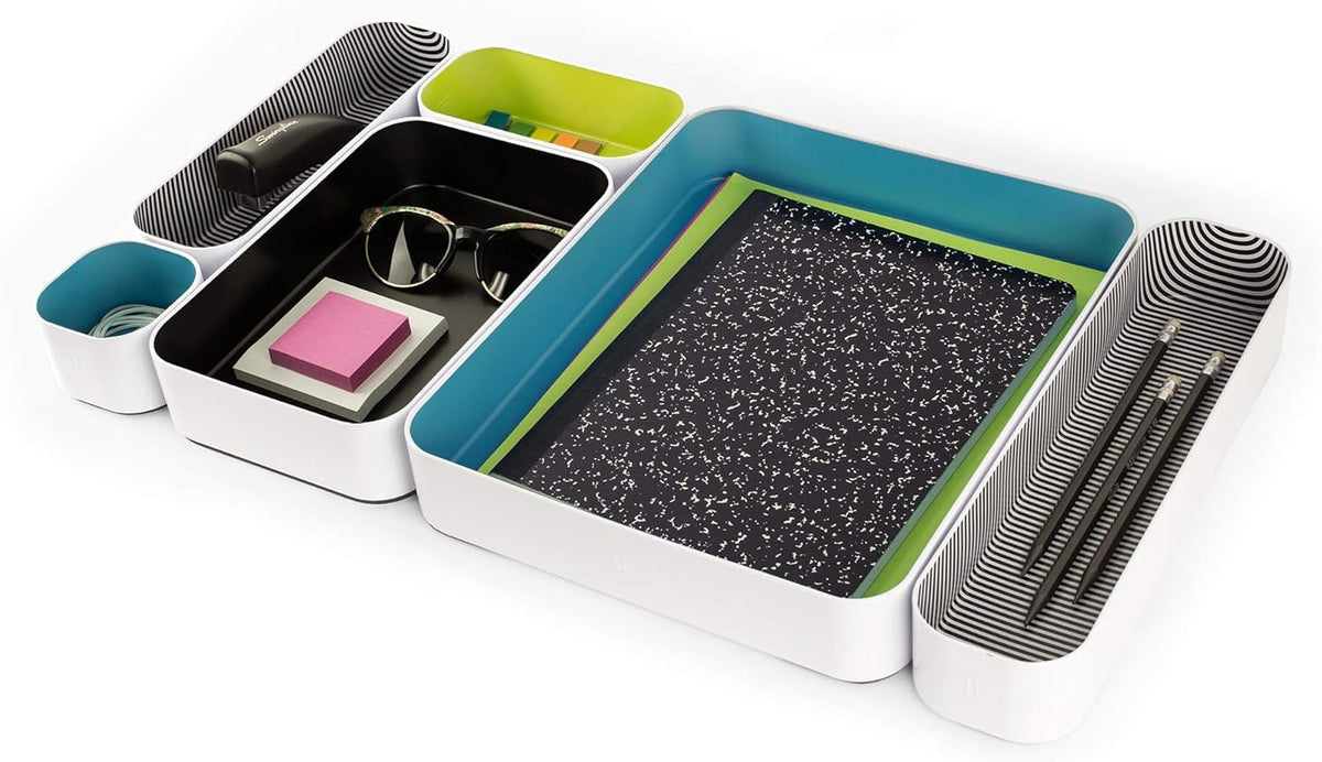Three by Three Seattle Metal Drawer Organizer Tray Set, 6-Pc, 2" (Assorted)