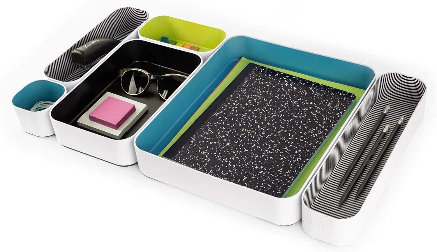 Three by Three Seattle Metal Drawer Organizer Tray Set, 6-Pc, 2" (Assorted)