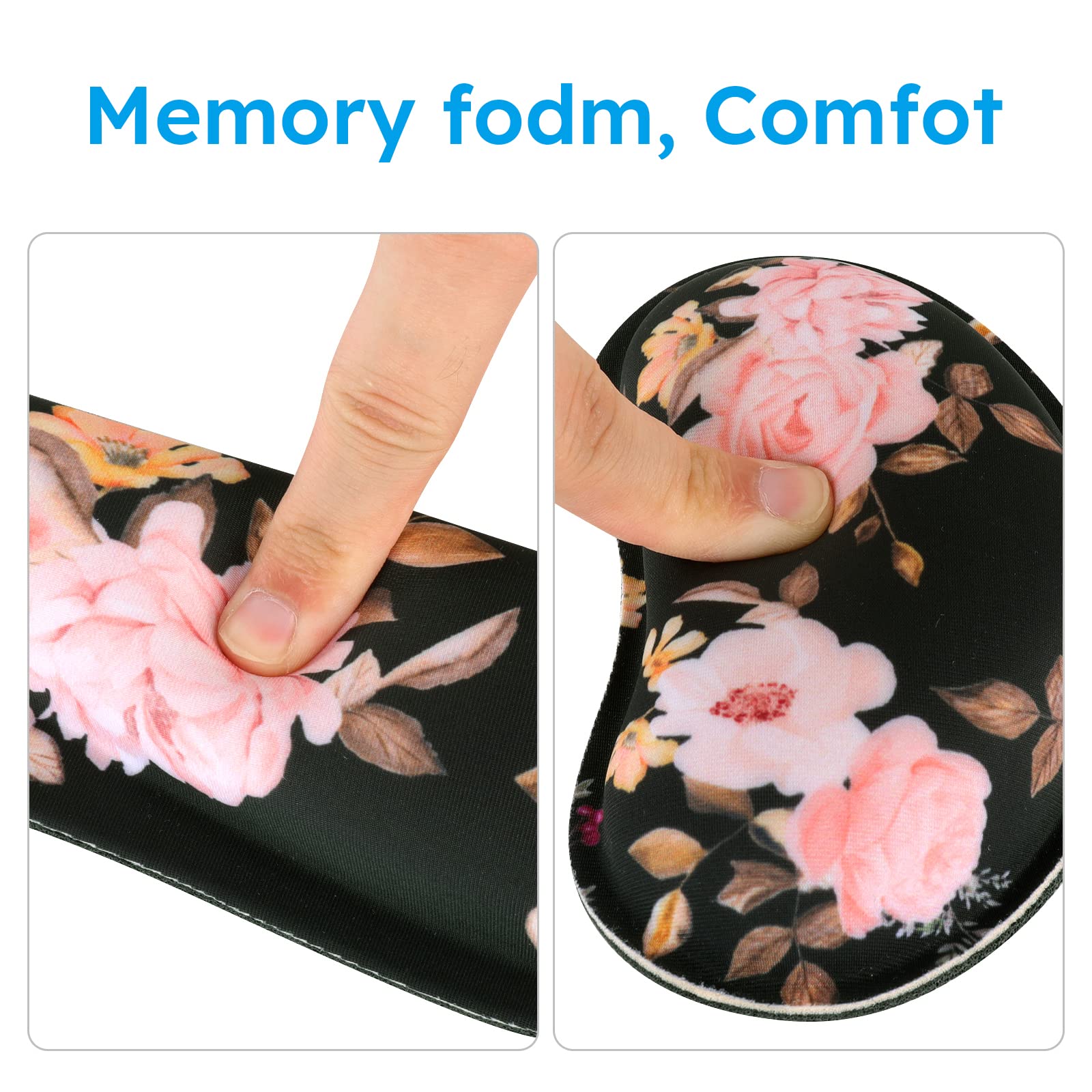 iCasso Floral Keyboard Mat 35.4"x15.7", Desk Blotter for Classroom