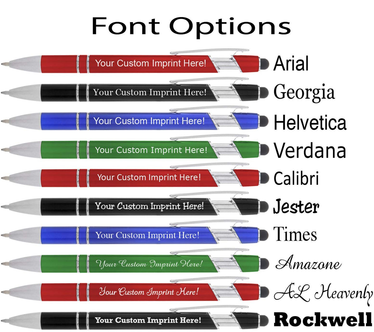 ExpressDesigns™ - Personalized Pens with Stylus - The Legacy - Custom Metallic Printed Name Pens