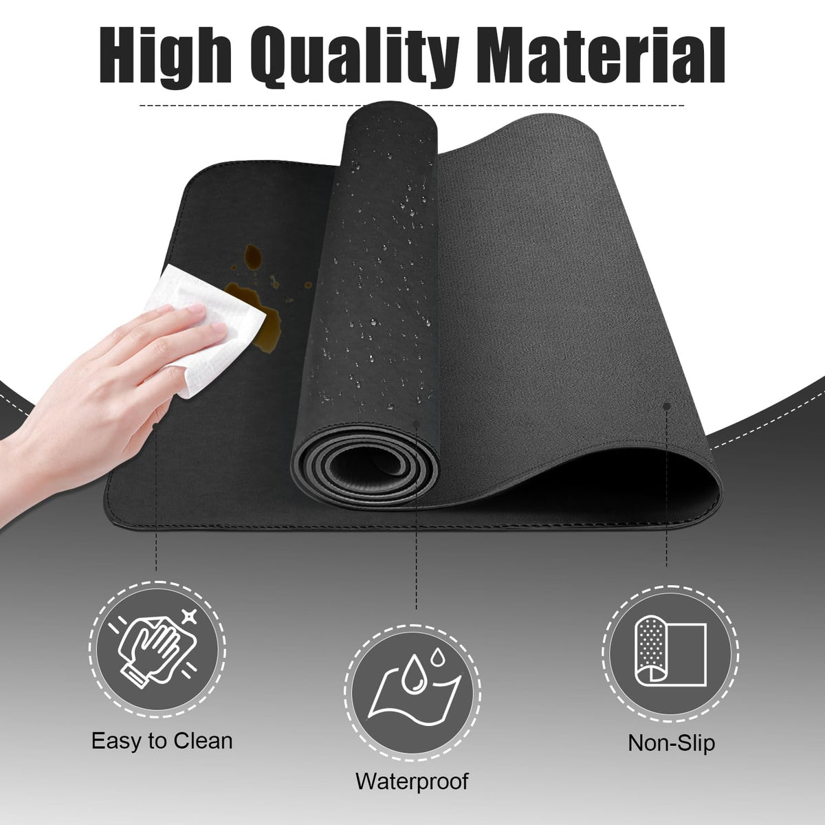 Leather Desk Pad Protector, 39.4'' X 17'' Large Mouse Pad, Office Desk Mat, Non-Slip PU Leather &
