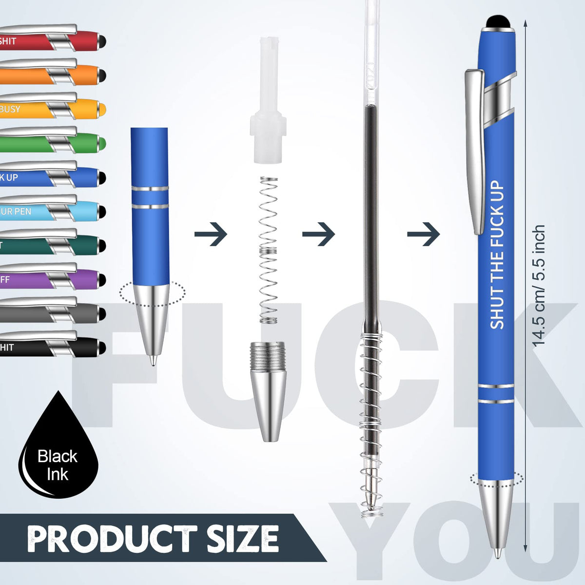 Teling 40 Pcs Snarky Office Funny Ballpoint Pens Motivational Rude Quotes