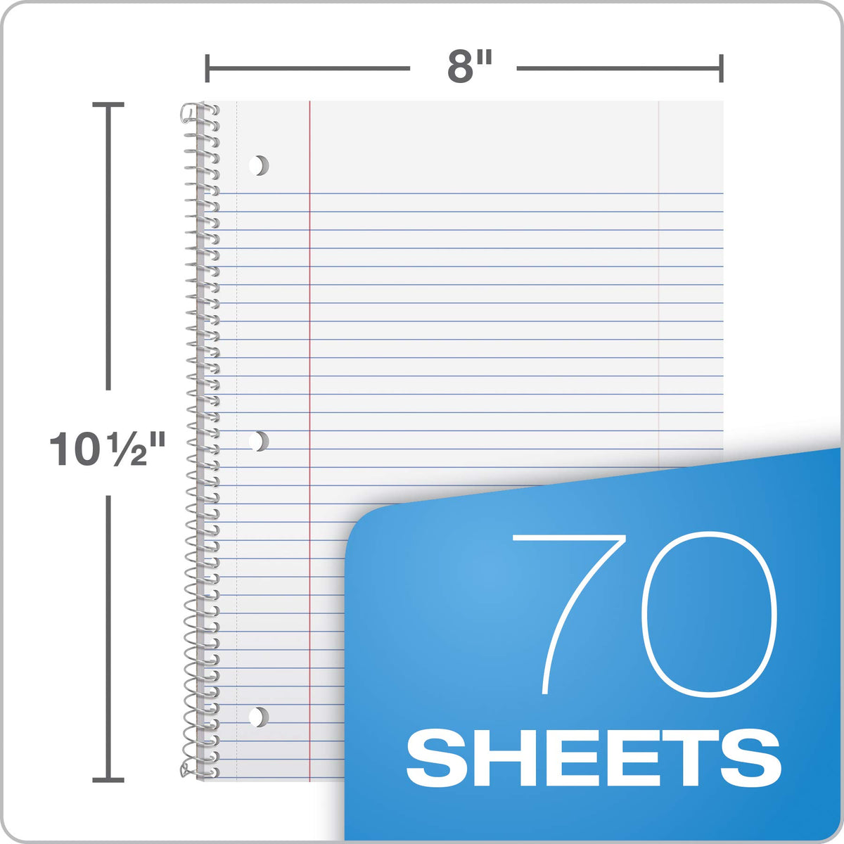Oxford Spiral Notebook 6 Pack, 1 Subject, College Ruled Paper, 8 x 10-1/2 Inch, Color Assortment