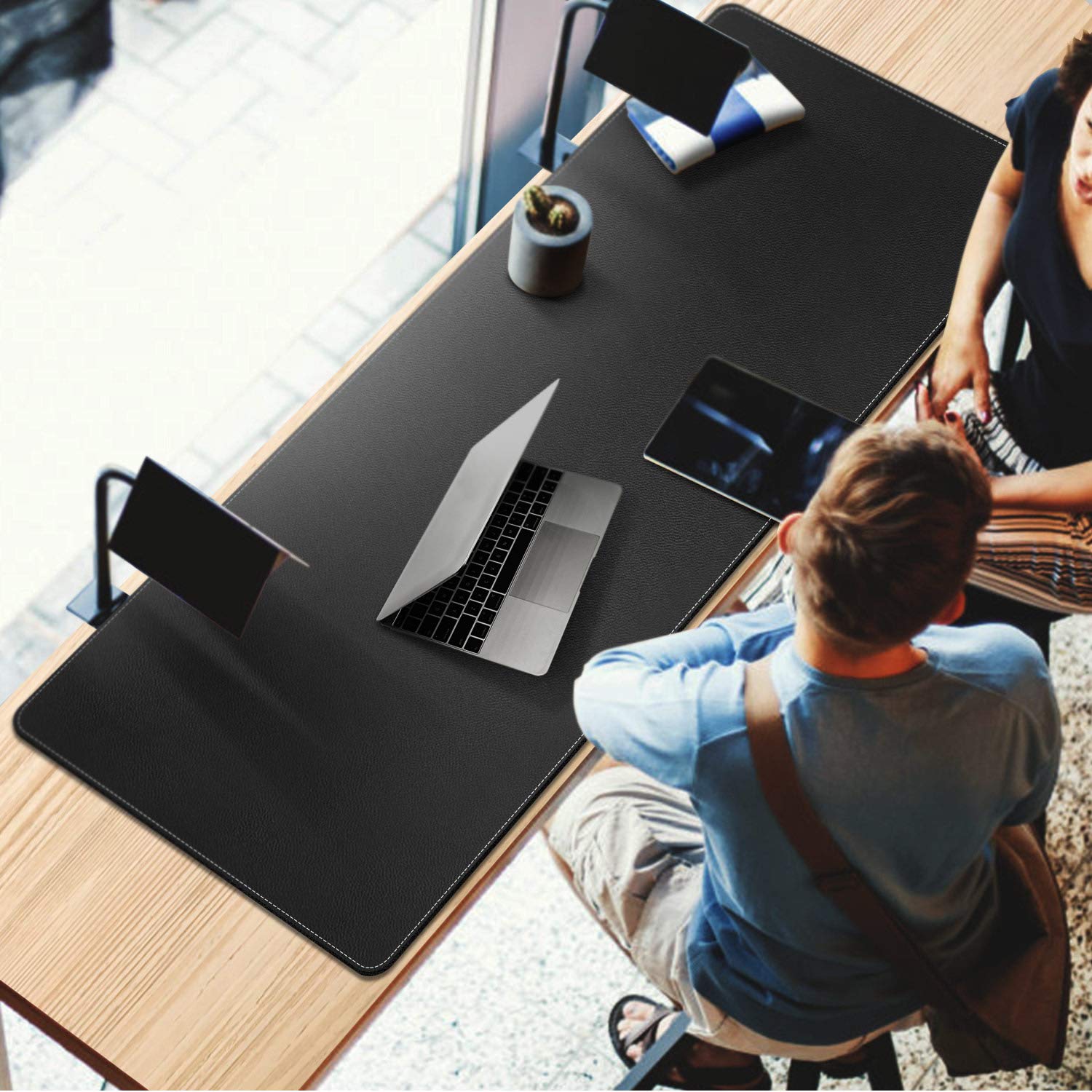 CENNBIE 59" x 27.5" Leather Desk Mat, Large Desk Pad XXL(Black)