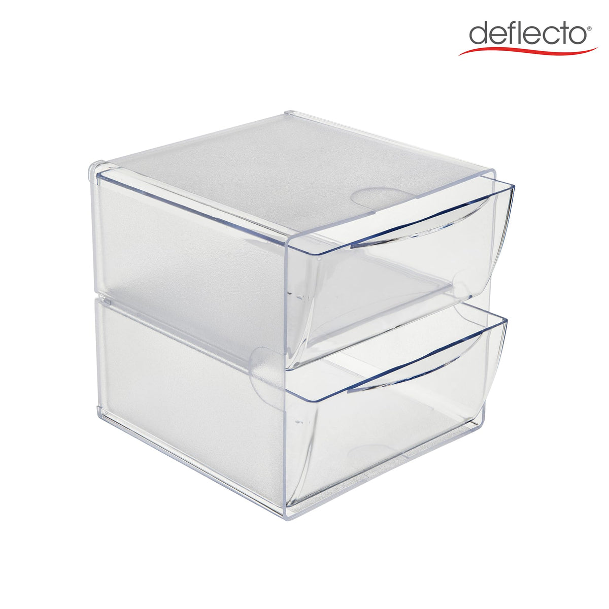 deflecto Two Drawer Cube Organizer, Plastic, 6"x7-1/8"x6", Clear (350101)