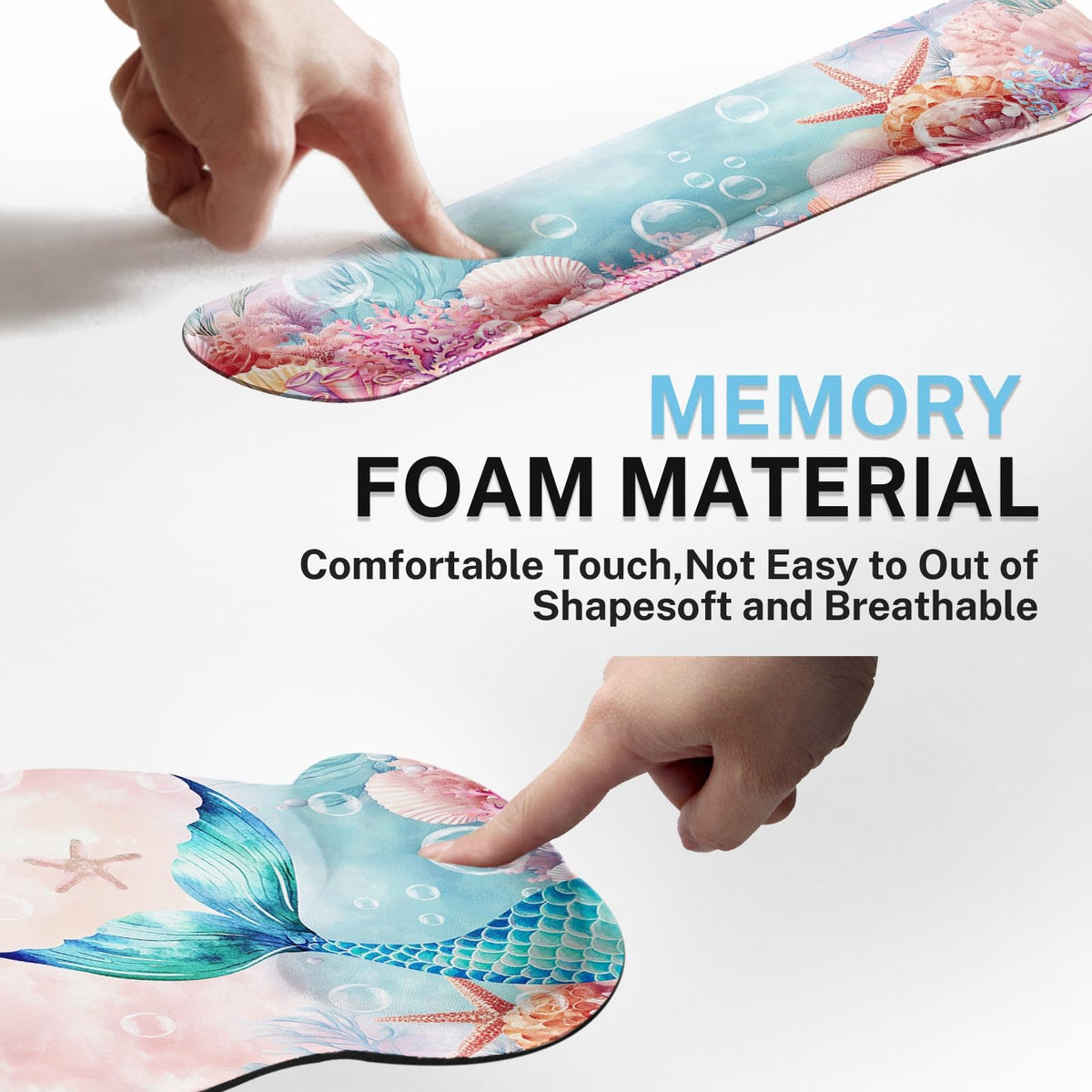 Britimes Ergonomic Mouse Pad Set with Wrist Rest, Mermaid Deep