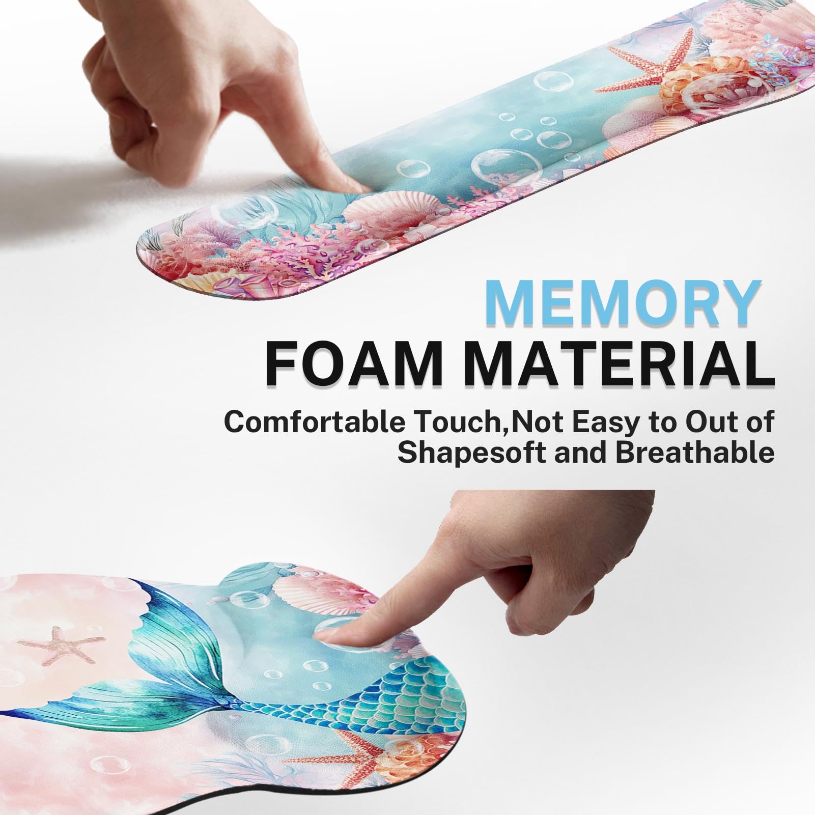 Britimes Ergonomic Mouse Pad Set with Wrist Rest, Mermaid Deep