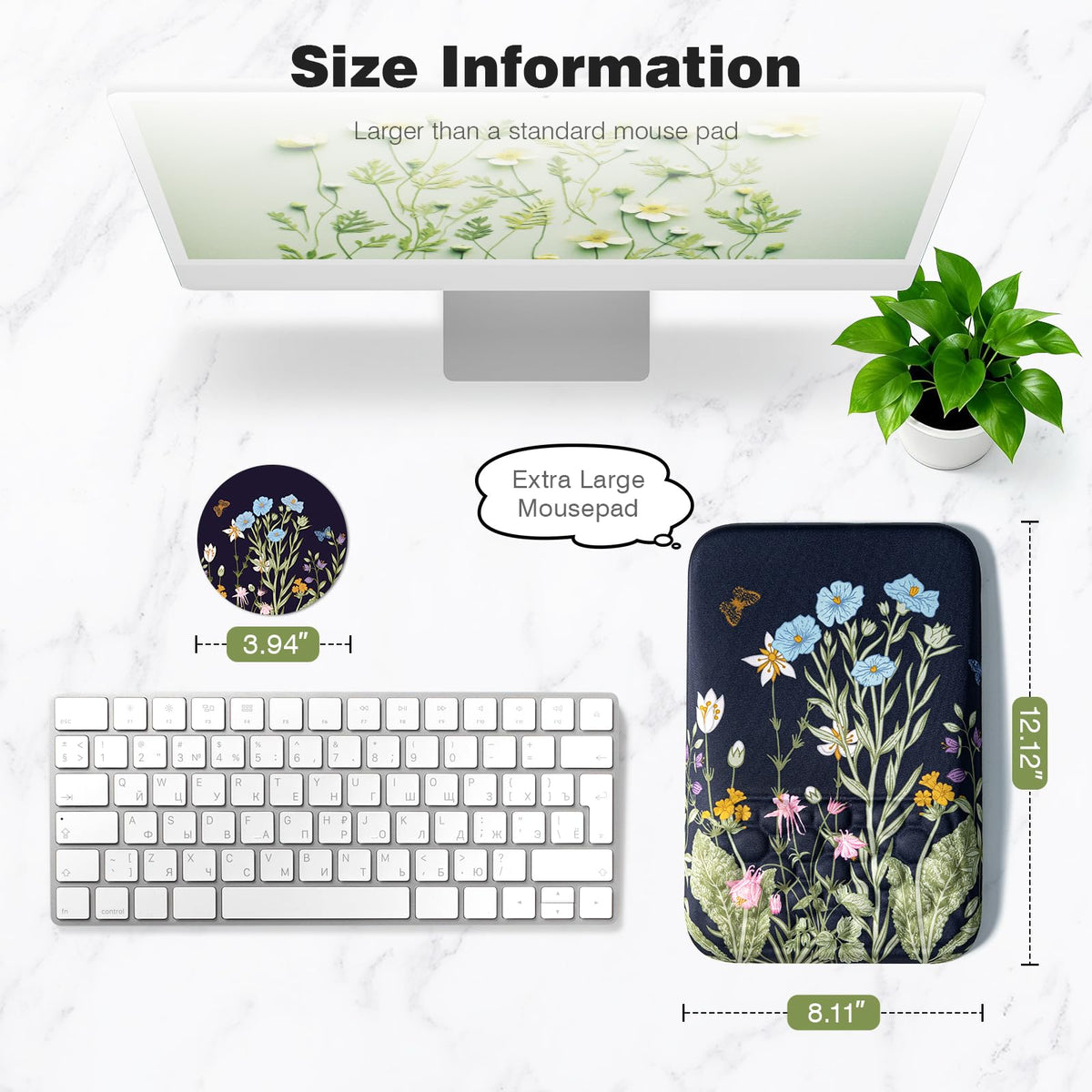 Ospelelf Mouse Pad with Wrist Rest Floral Ergonomic Comfortable Pain Relief Mousepad Wrist Support