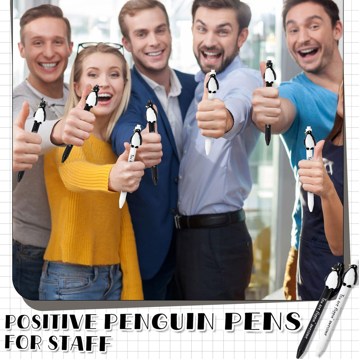 30 Pcs Positive Funny Pens Affirmation Gifts Bulk for Adults, Penguin