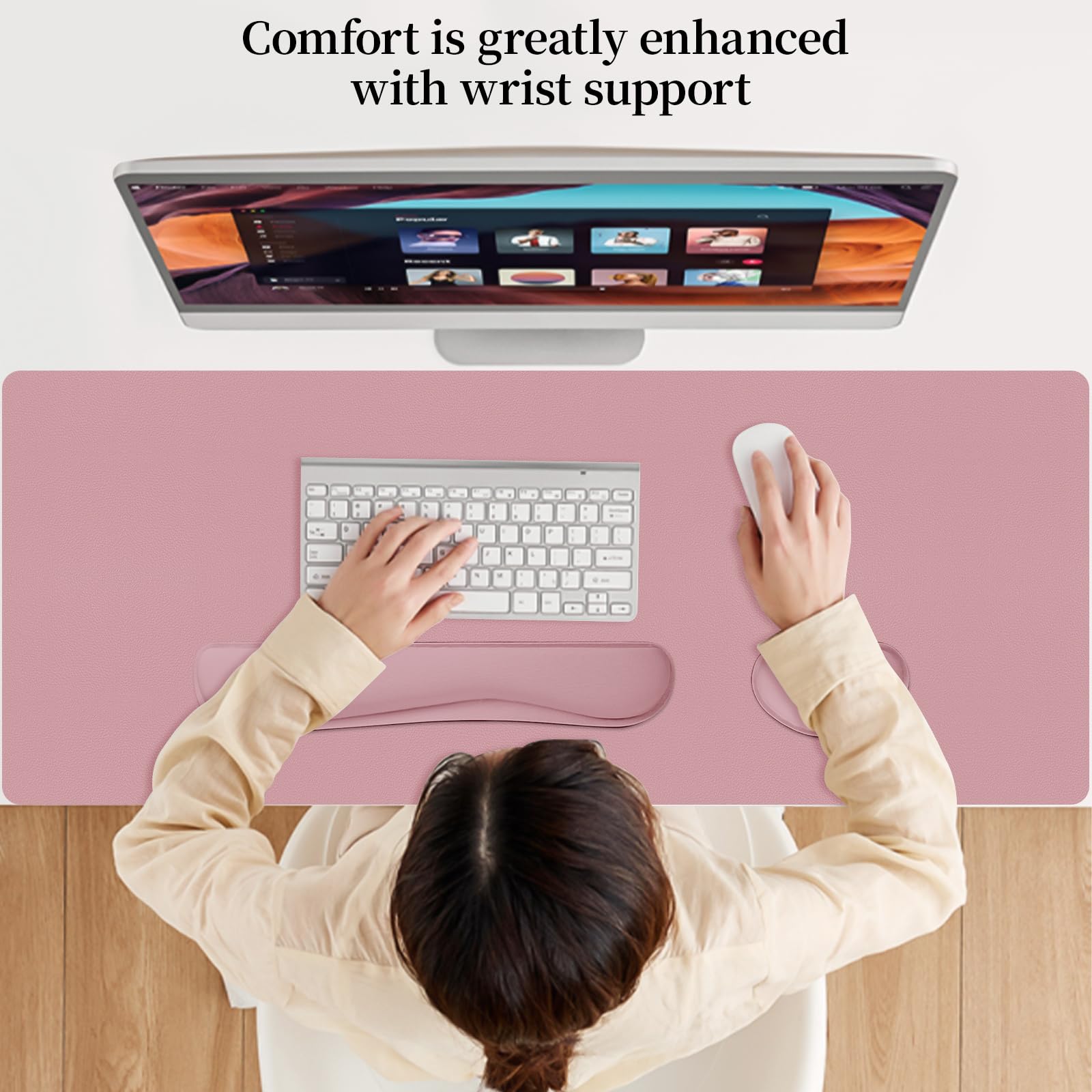Meetcolor Mouse Pad and Keyboard Wrist Rest, 3-in-1 Keyboard and Mouse Pad