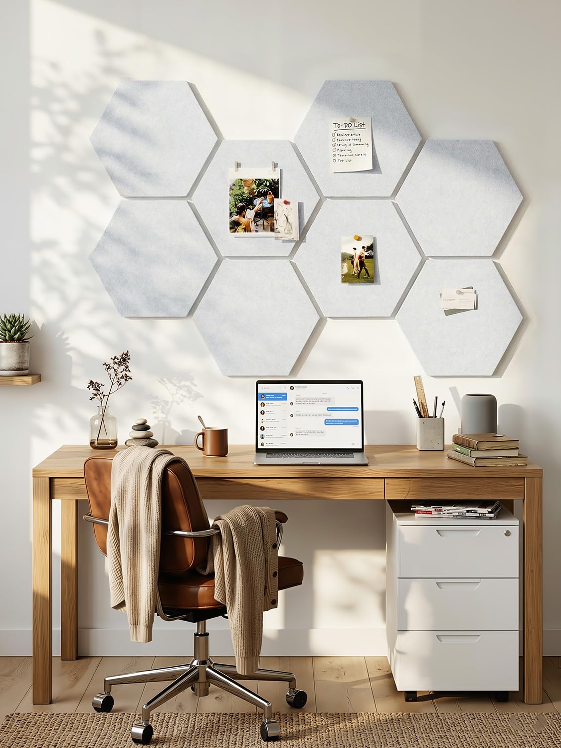 Uoisaiko 8-Pack Hexagon Felt Bulletin Board Tiles, Cork Board Alternative