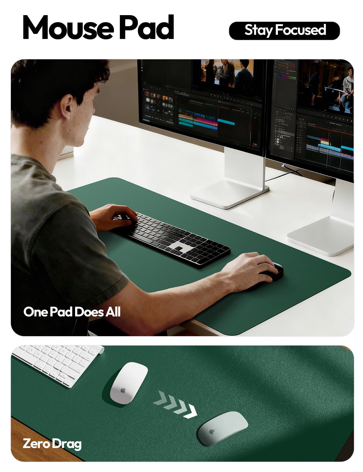 YSAGi Leather Desk Pad Protector, Office Desk Mat, Large Mouse Pad, Non-Slip PU Leather Desk