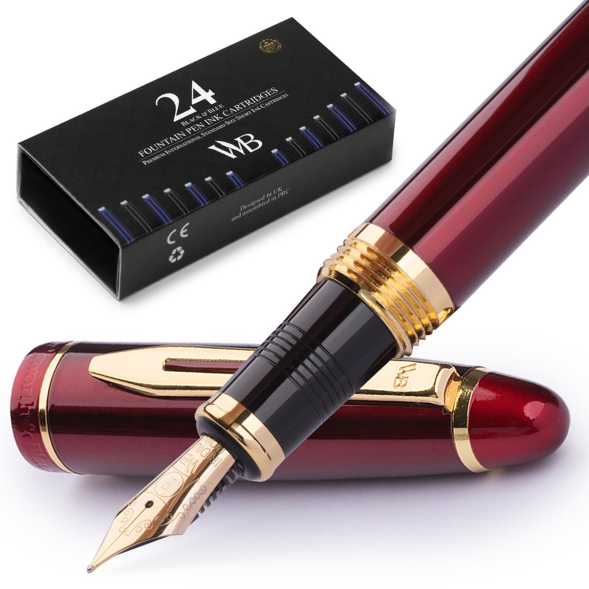 Wordsworth & Black Majesti Fountain Pen Set for Writing, Fine Nib