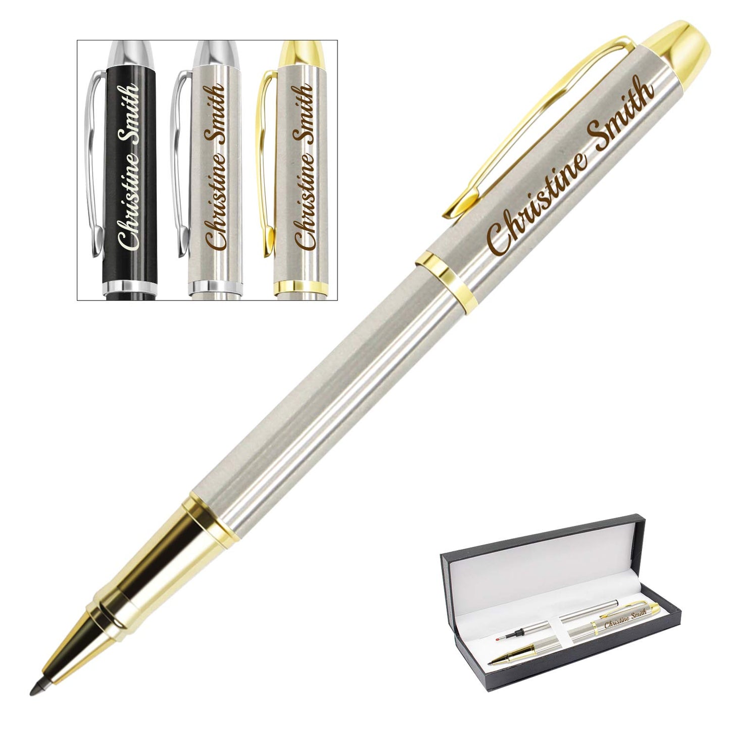 Amlion Personalized Pens Custom Engraved Pen with Name, Refillable Medium Refill, Personalized
