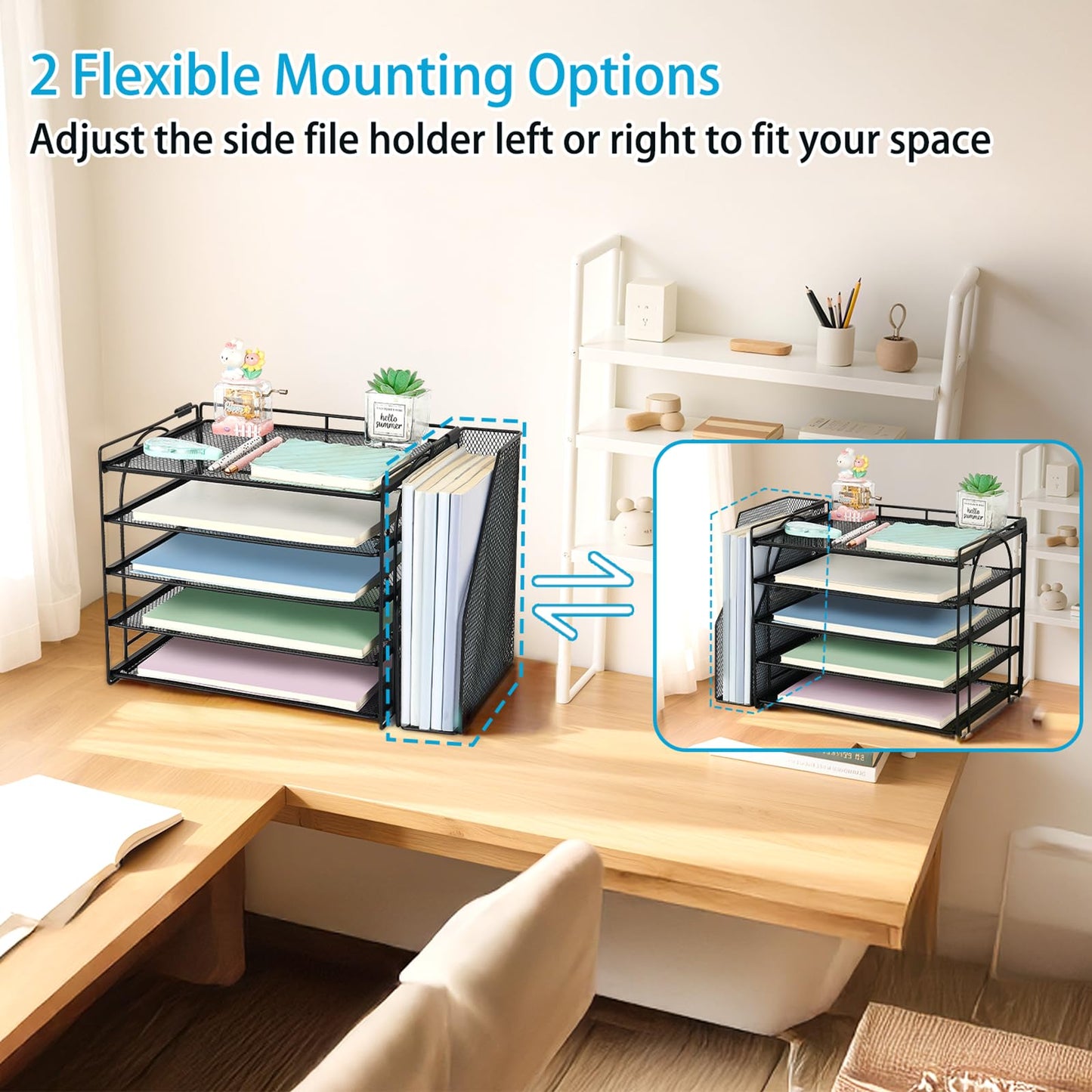 AUPSEN Desk Organizers and Accessories, 5-Tier Desktop Paper File Organizer with Removable File