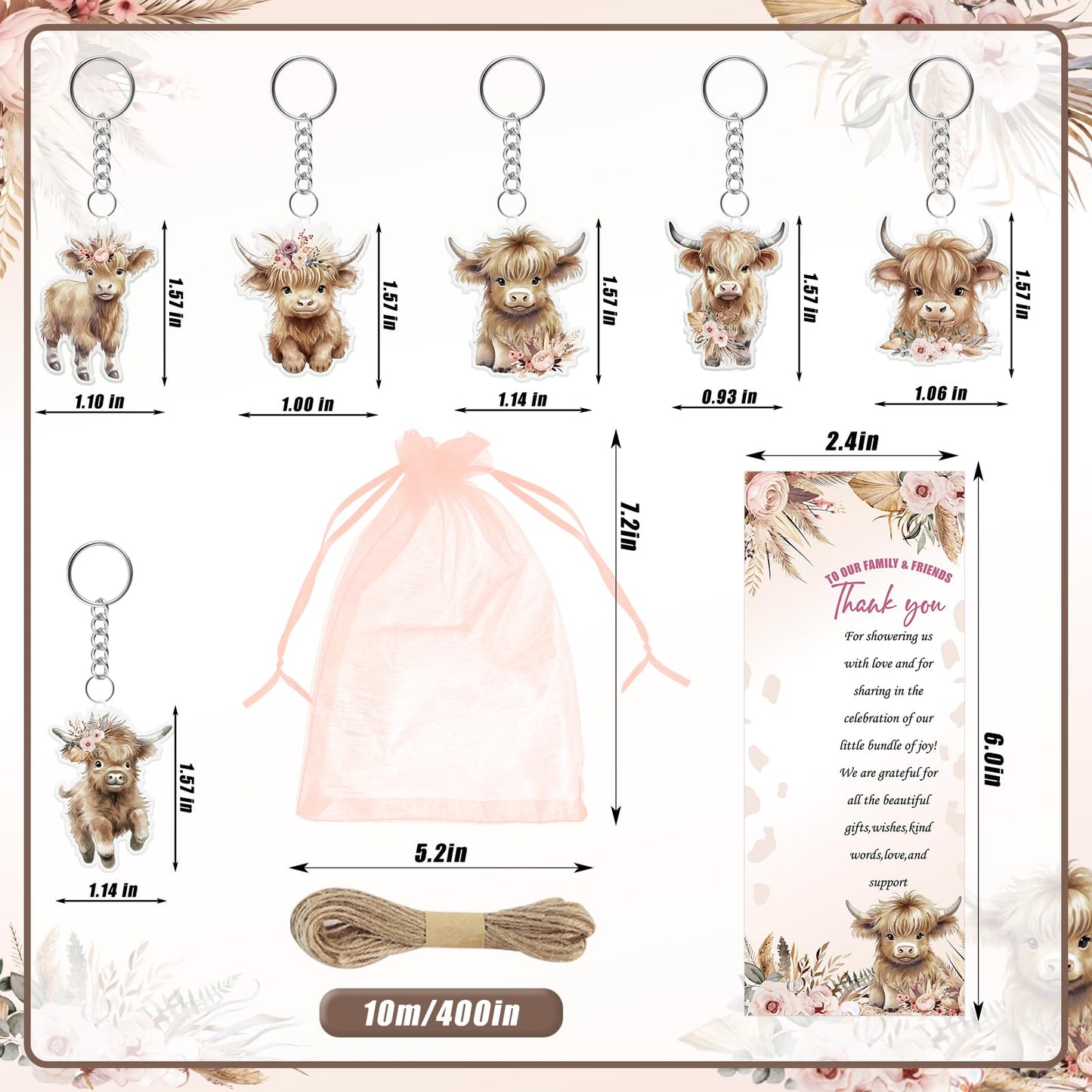 EYNDYN 145 Pieces Highland Cow Baby Shower Favors for Guest Party Ballpoint Pens and Keychains