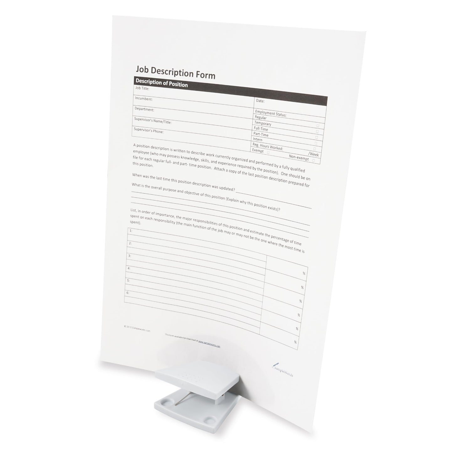 Carl PS-20-W Paper Stand, Document Holder, Clip, Tabletop, White, A4 Compatible, 10 Sheets
