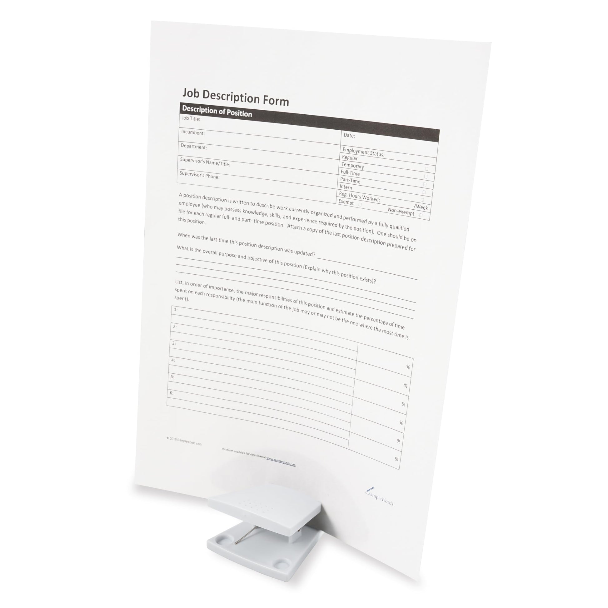 Carl PS-20-W Paper Stand, Document Holder, Clip, Tabletop, White, A4 Compatible, 10 Sheets