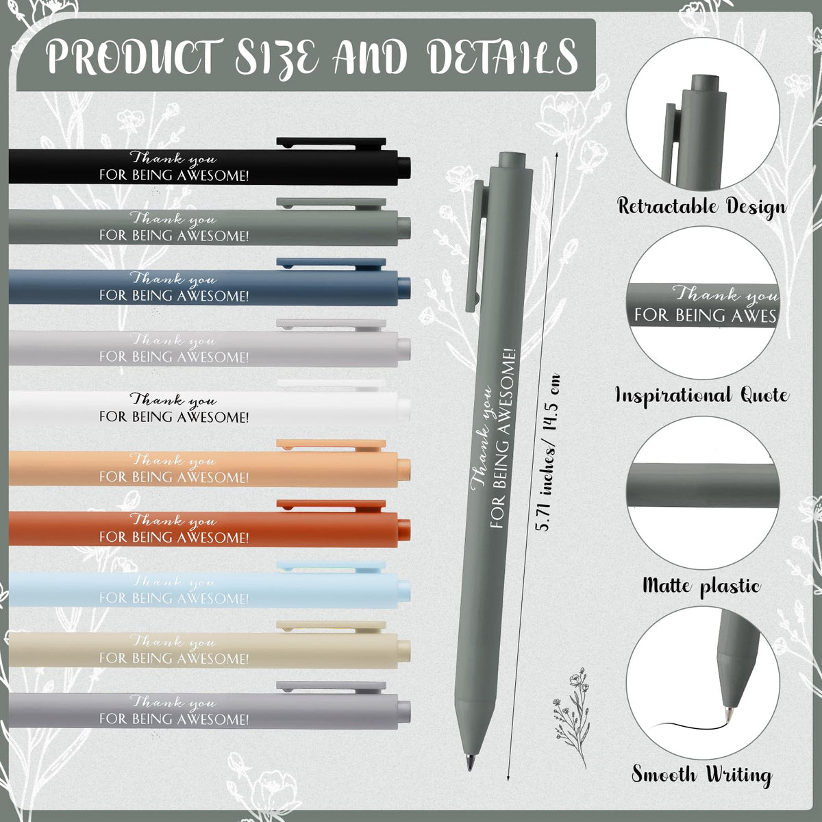 100 Pcs Employee Appreciation Inspirational Notebook Ballpoint, Awesome