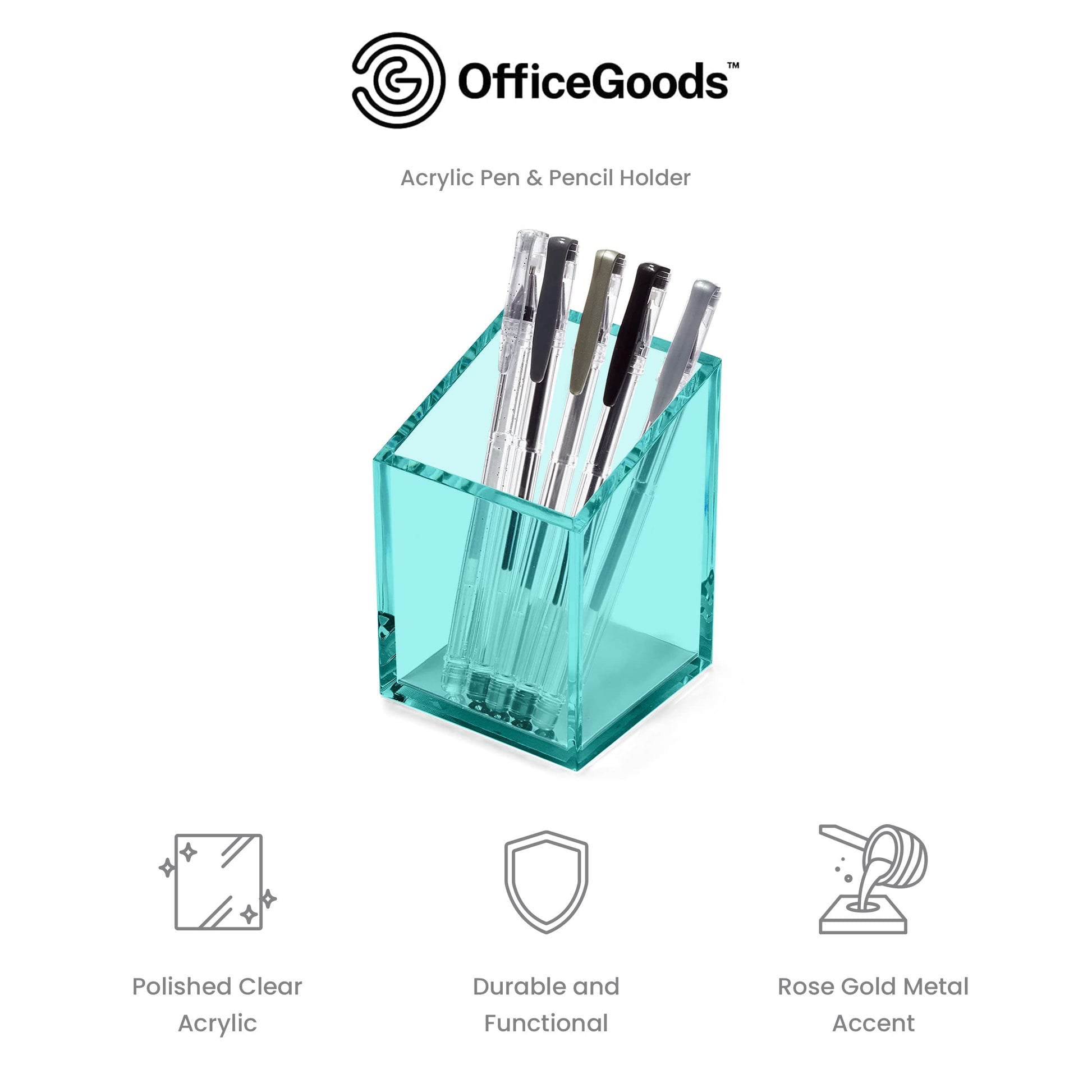 OfficeGoods Acrylic Pen and Pencil Holder, Green