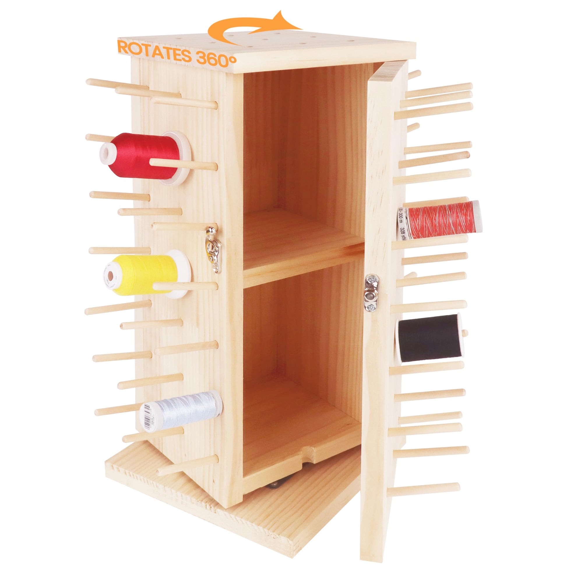 New brothread 93 Spools 360° Fully Rotating Wooden Thread Rack