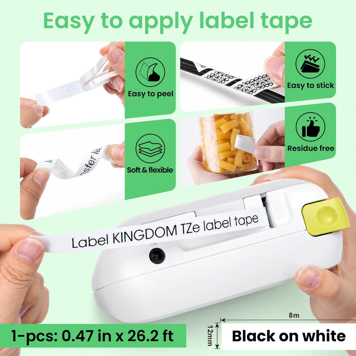 Label KINGDOM TZE231 Replace for Brother Ptouch 12mm 0.47" Label Maker Tape