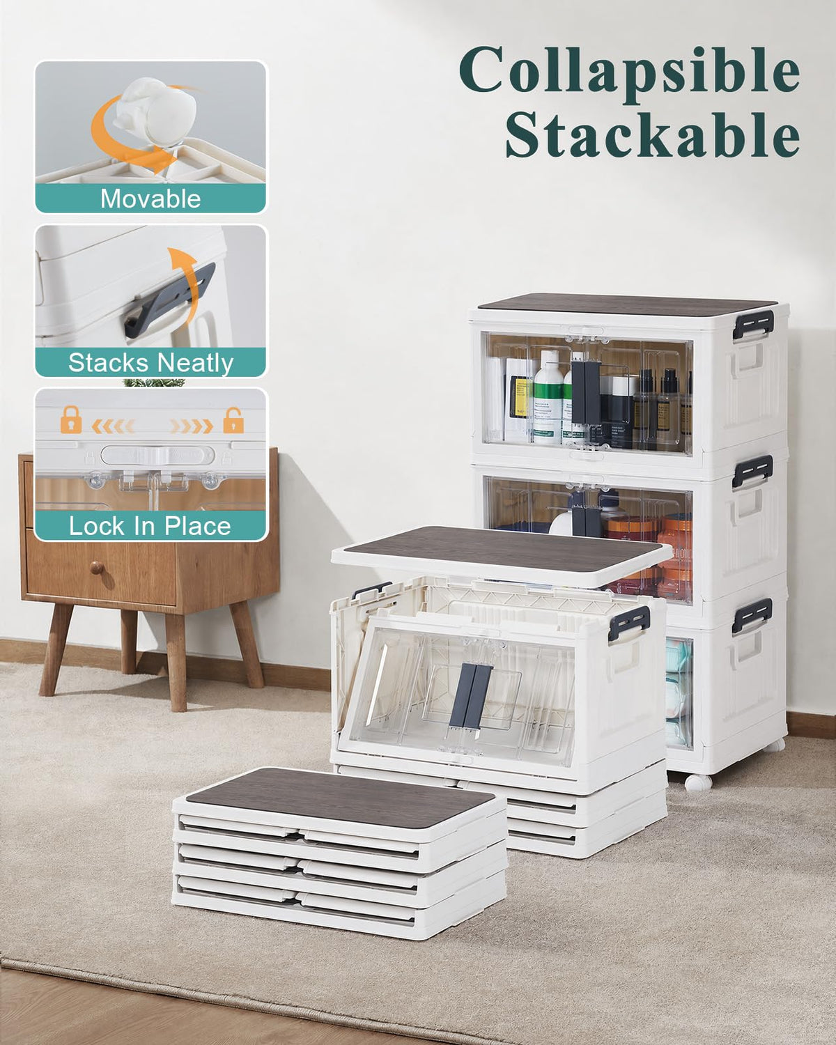 OlarHike 23QT Storage Bins with Lids for Closet, Office, Dorm, 3 Pack
