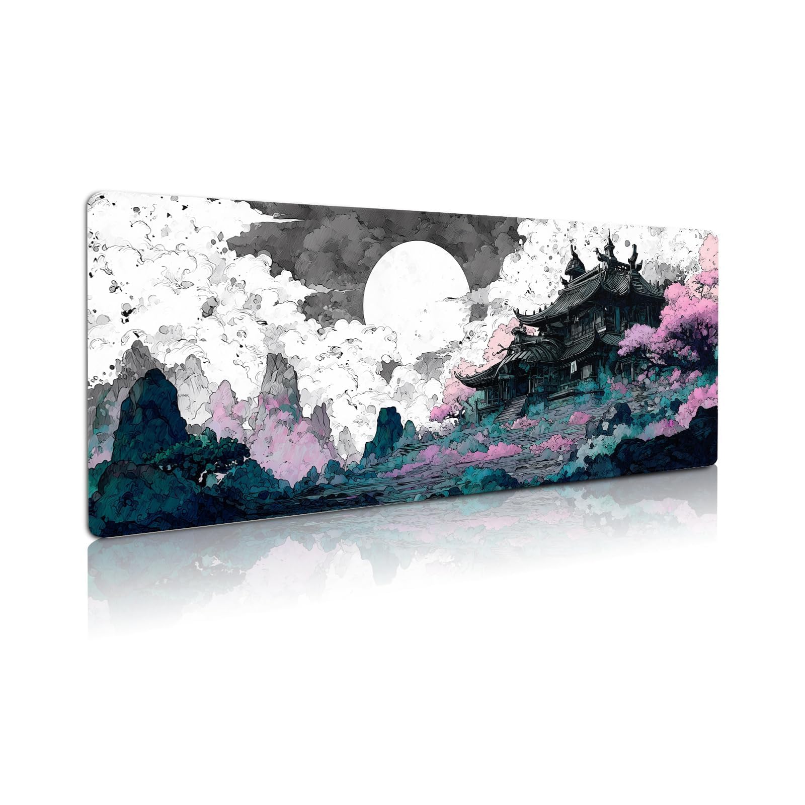 Extended Gaming Mouse Pad, Large Mouse Mat 3 mm Nature Rubber Base Mousepad with Stitched Edges
