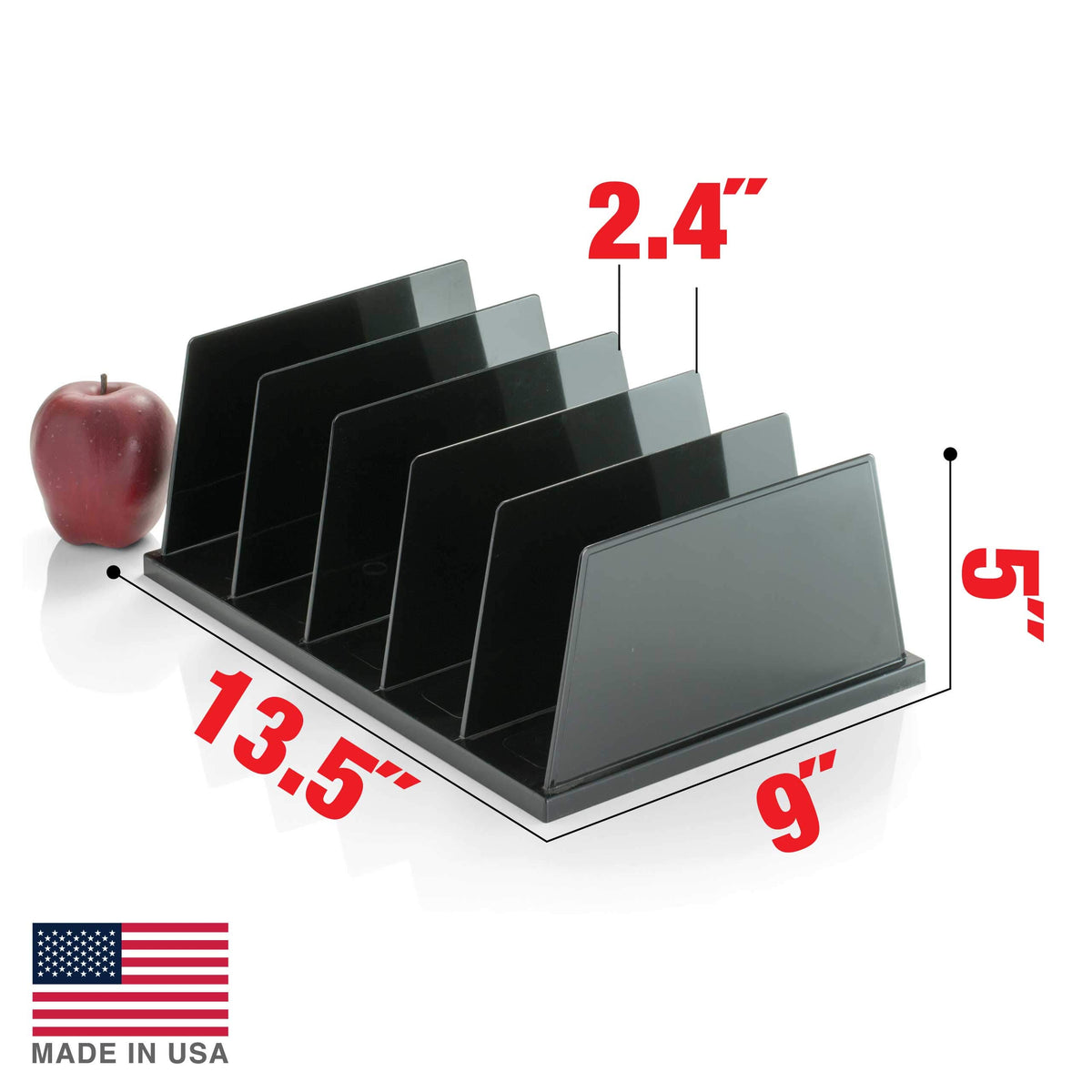 Officemate Recycled Large Standard Sorter, 5 Compartments, 13.5 x 9 x 5 Inches, Black (26192)