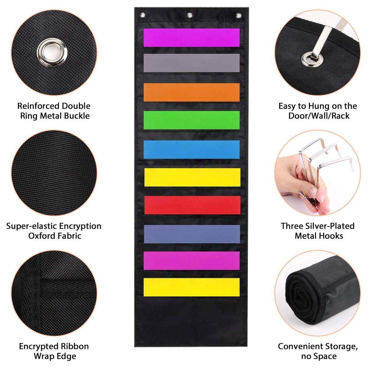 ABC life Hanging Wall File Organizer, 2 Packs, 10 Pocket Office, Home, Classroom, 6 Removable Poly