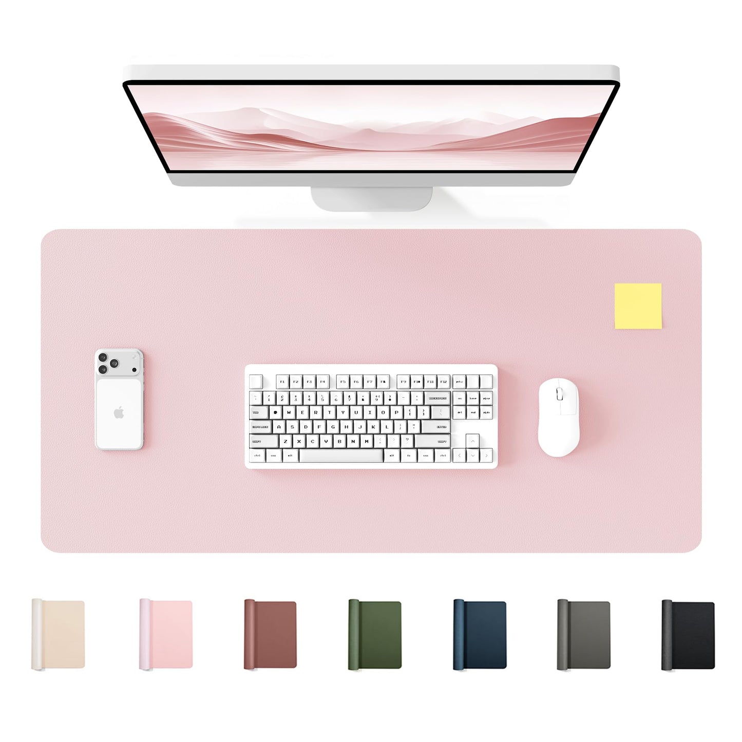 YSAGi 35.4" x 17" Large PU Leather Desk Mat for Keyboard and Mouse - Waterproof Non-Slip Desk Pad