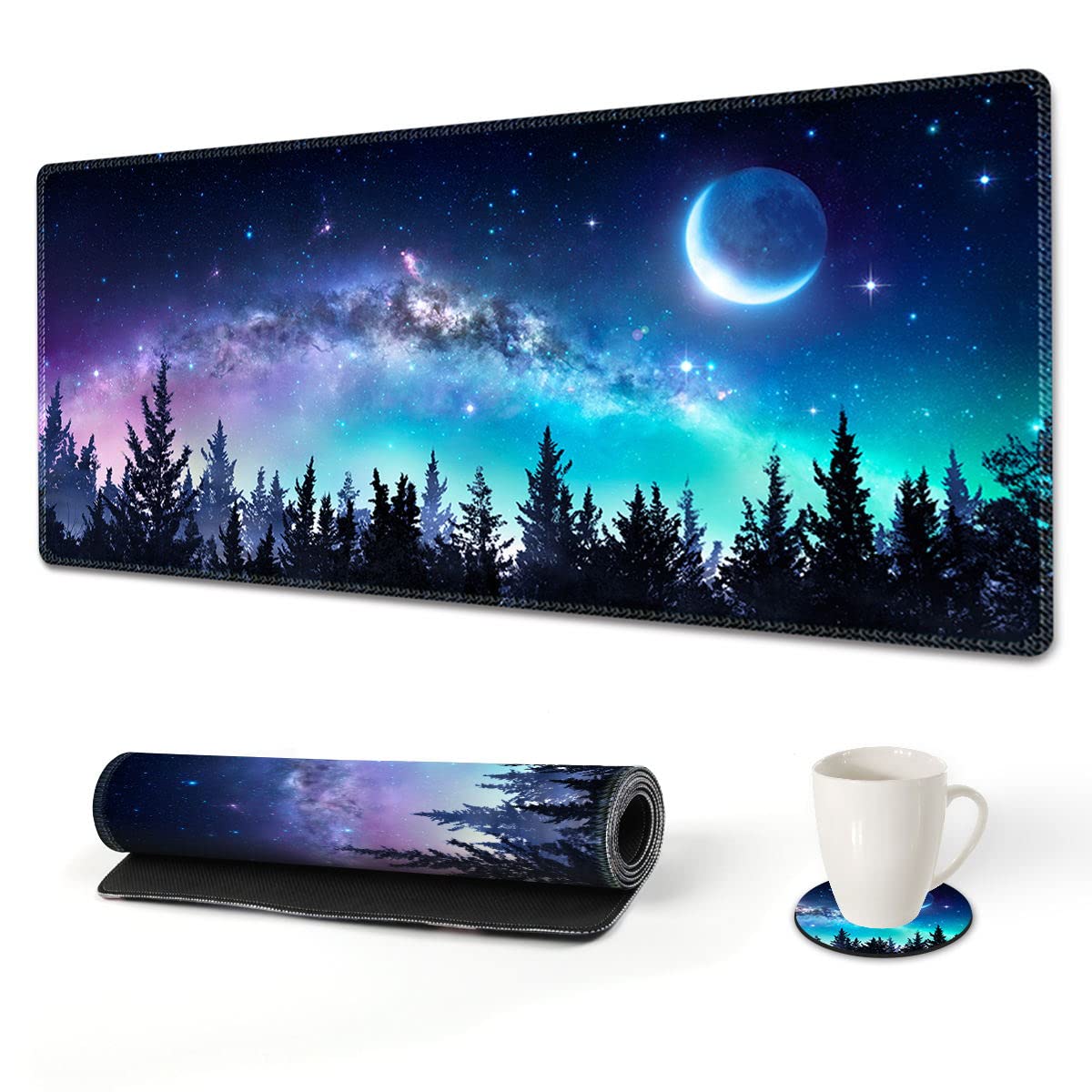 AIMSA Extended Gaming Mouse Pad, XL Large Keyboard Mouse Mat Desk Pad with Stitched Edges, Durable
