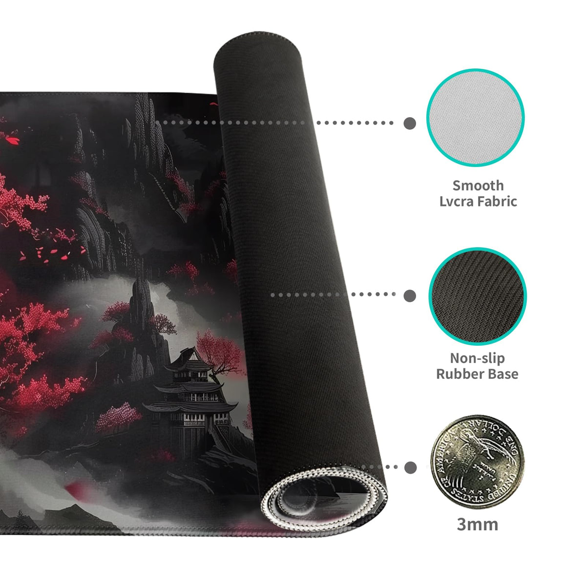 Gaming Mouse Pad Desk Pad XL Large Mouse Mat Office Decor Accessories (Dark Moon)