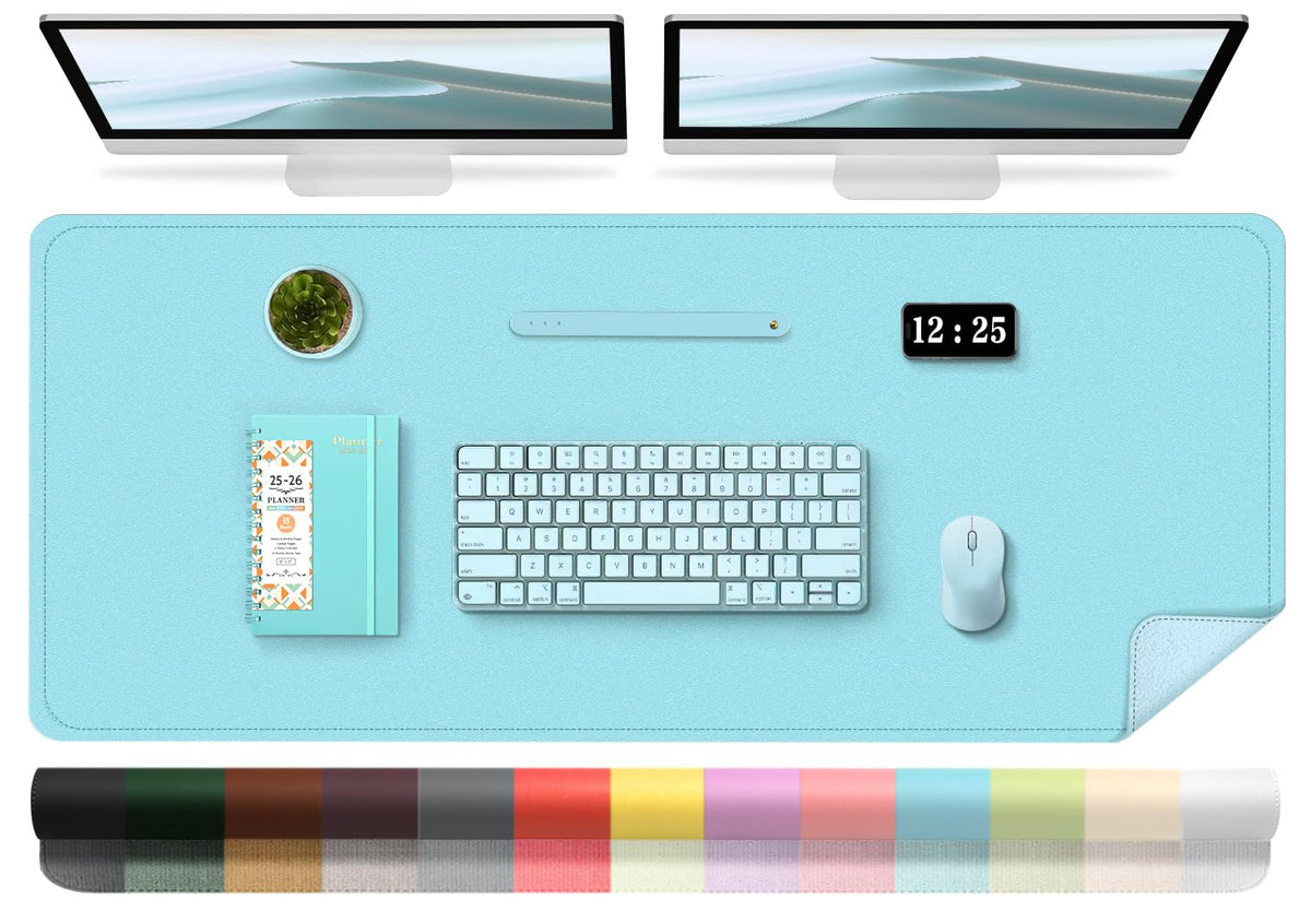 Large Desk Pad, 47.2'' x 23.6'', Computer Mat for Desk, Leather Desk Pad Protector, Suede Base Desk