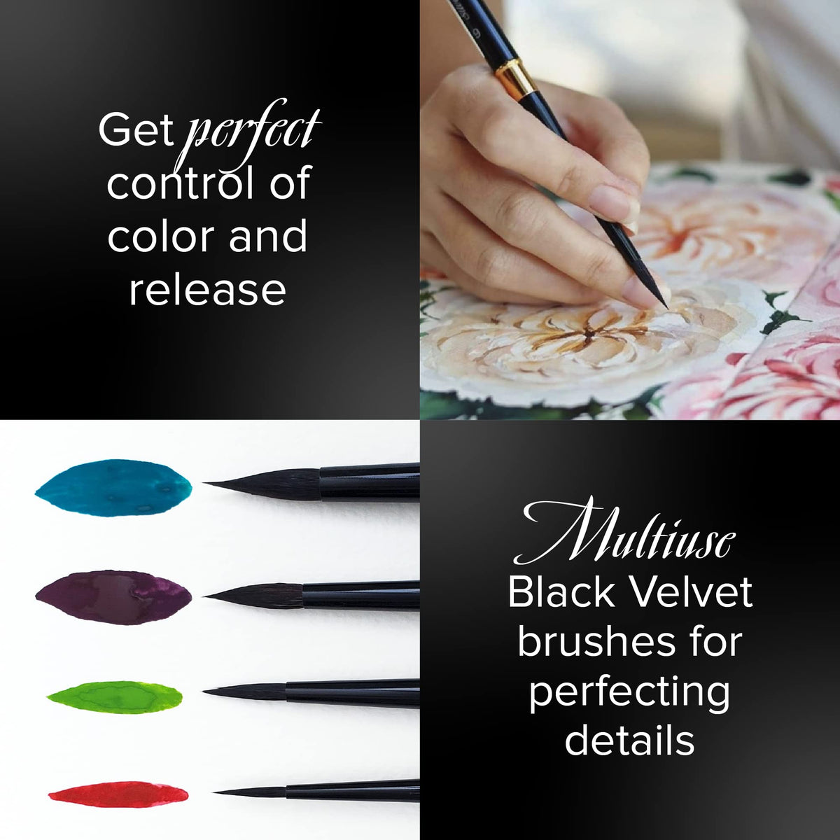 Silver Brush Limited Black Velvet Voyage Round Watercolor Brush, Size 8