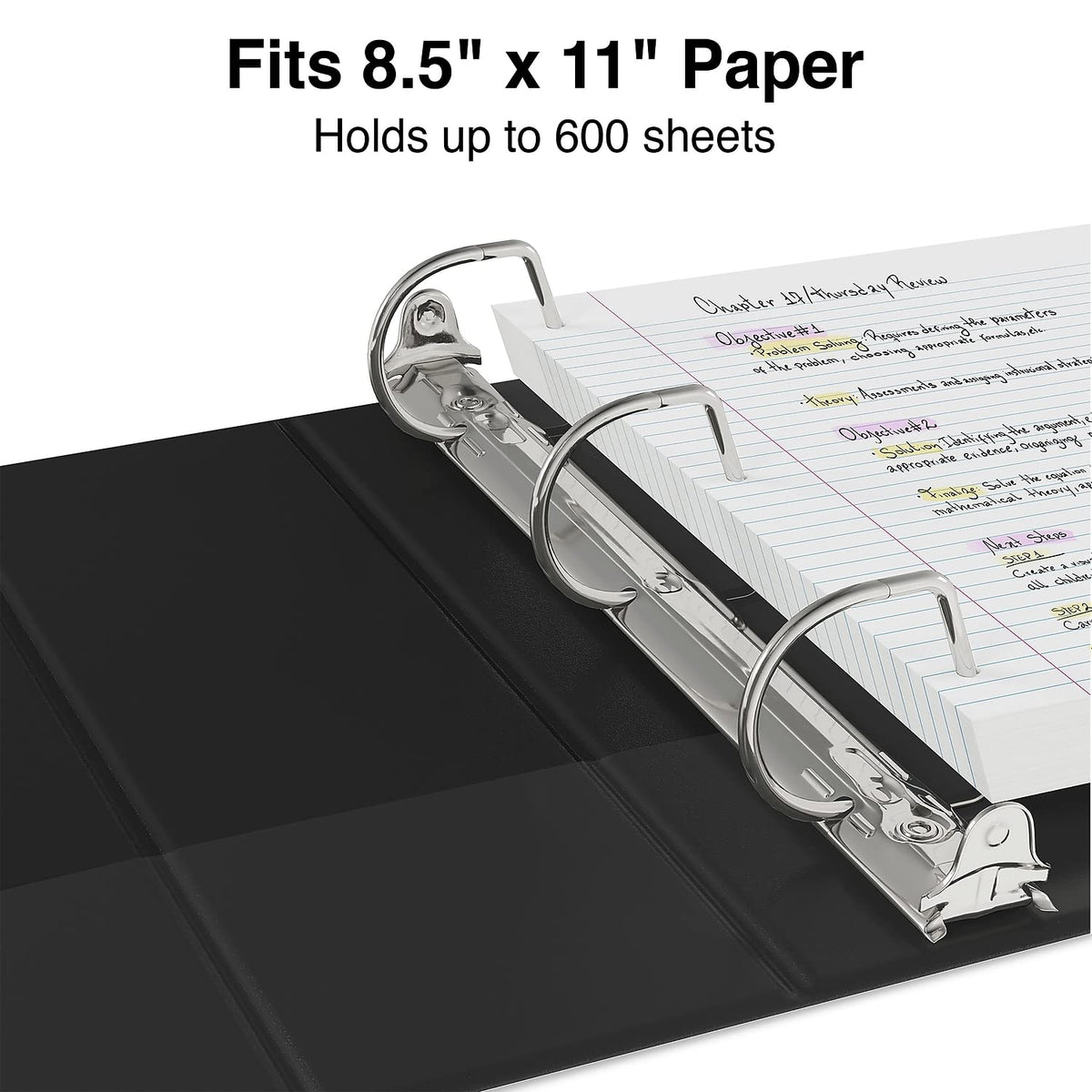 Staples Standard 3-Inch D-Ring View Binder, Black, Holds 600 Sheets