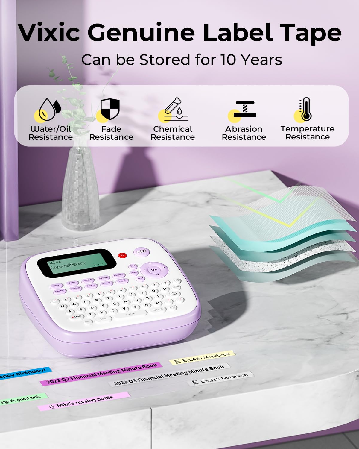 Vixic Label Maker Machine with Tapes, D210S Label Maker with Keyboard