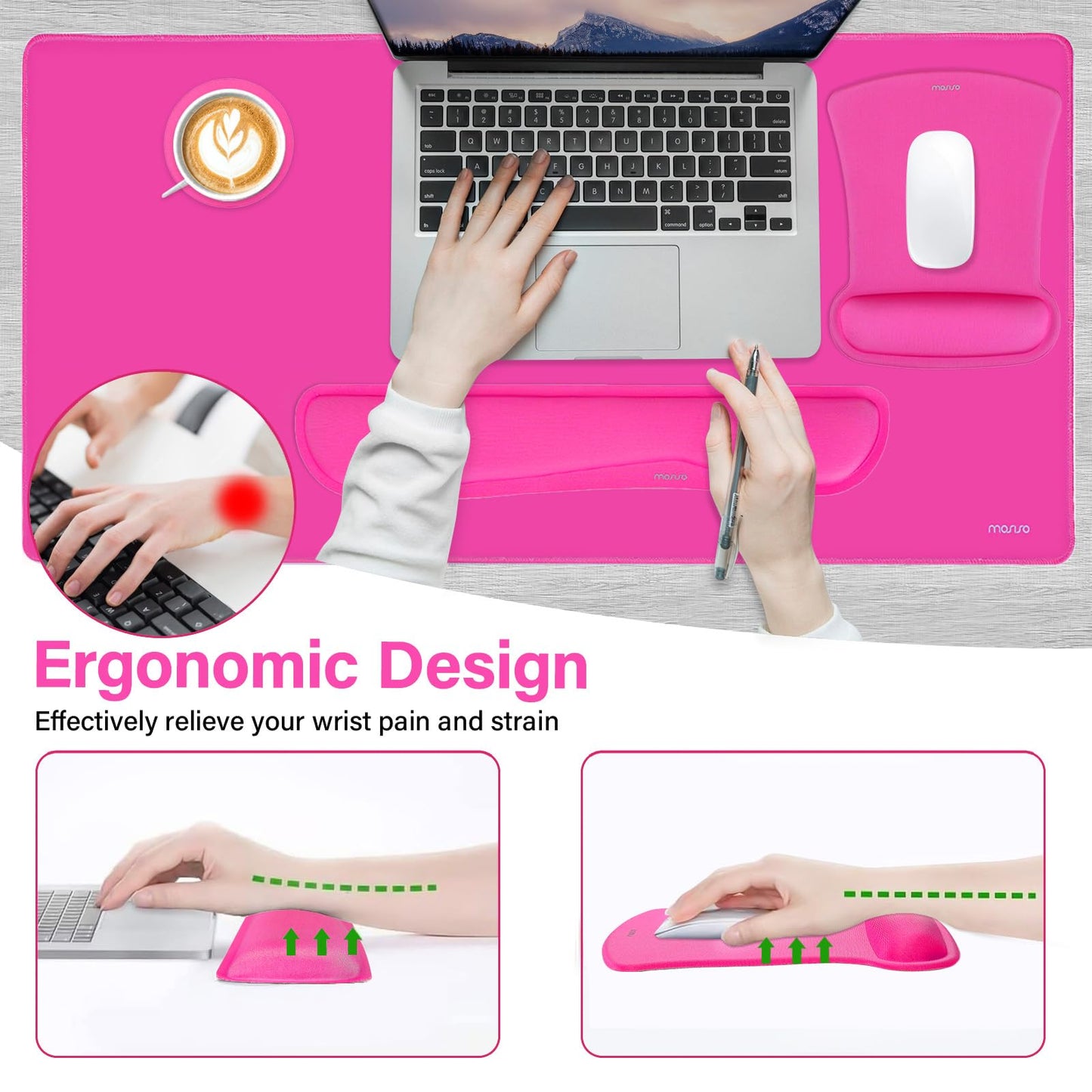 MOSISO Keyboard Mouse Pad Set, Large Gaming Mousepad&Keyboard Wrist Rest