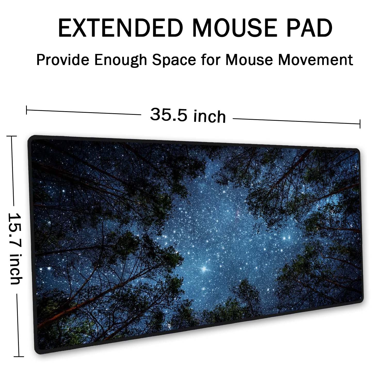 SSOIU The Milky Way and The Trees Mouse Pad 35.5 X 15.7 Inch XXL Night Sky Full Desk Mousepad