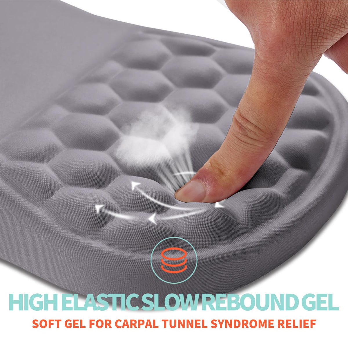 Kuosgm Ergonomic Mouse Pad Wrist Support with Memory Foam Massage Bulge, Carpal Tunnel Pain Relief