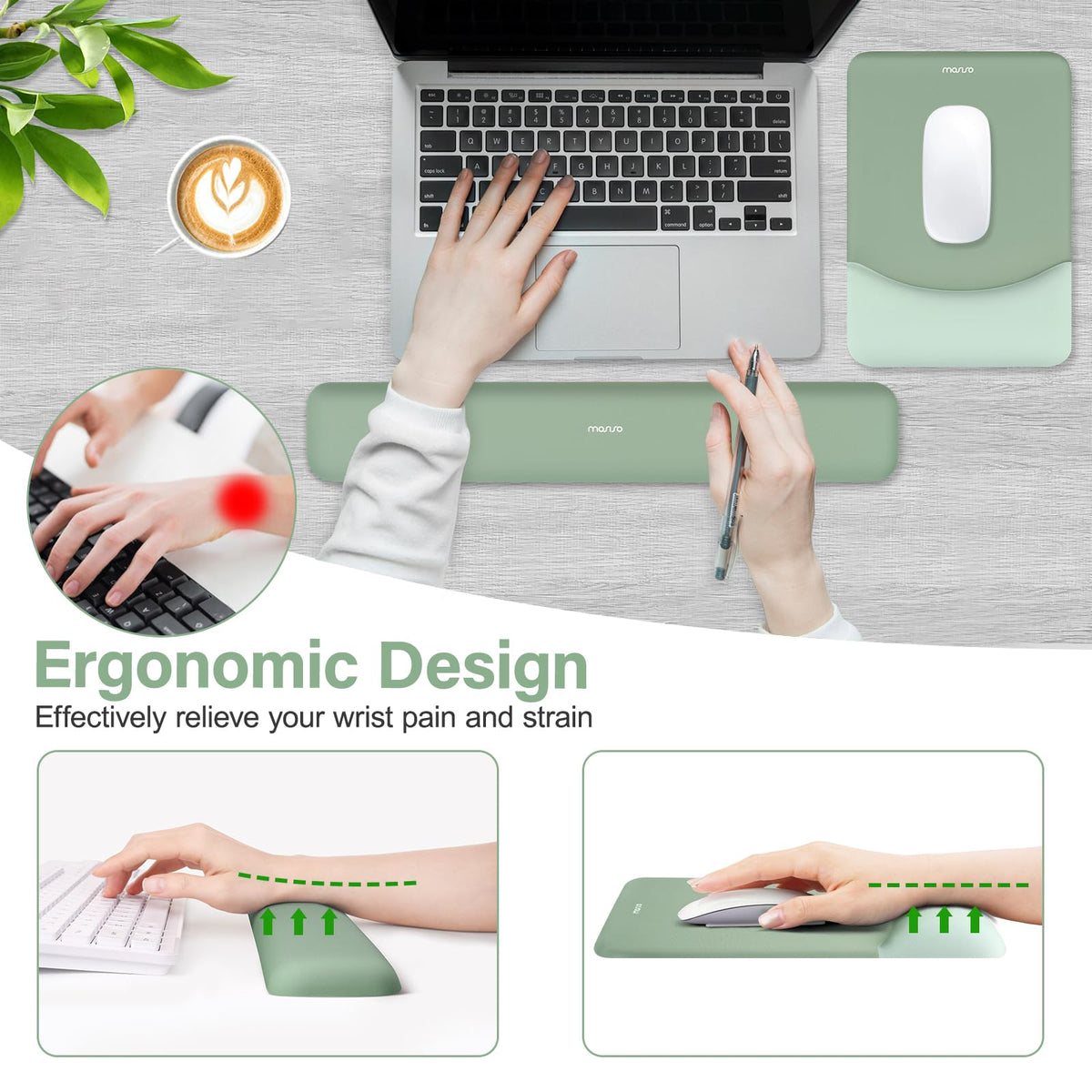 MOSISO Keyboard Mouse Pad Set, Large Gaming Mouse Pad&Keyboard Wrist Rest