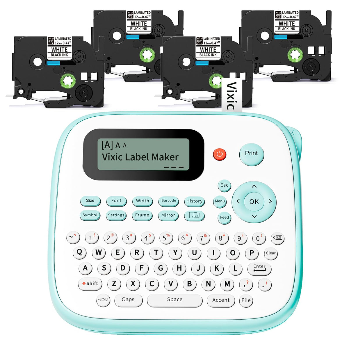 Vixic Label Maker, D210S Label Maker Machine with 4 Tapes, Keyboard Labeler