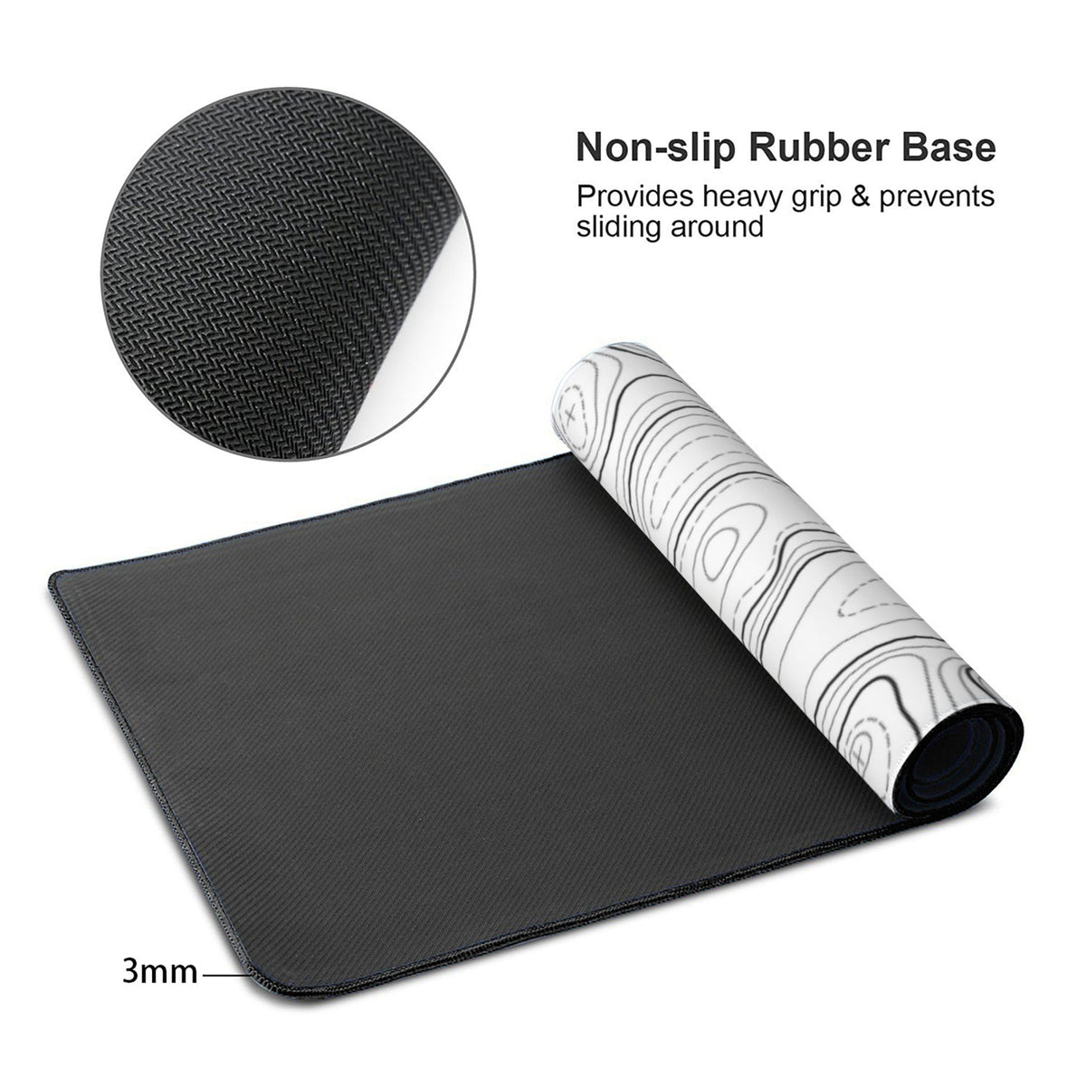 BEYIMEN Gaming Mouse Pad, White Topographic Pattern, 35.4 x 15.7 in
