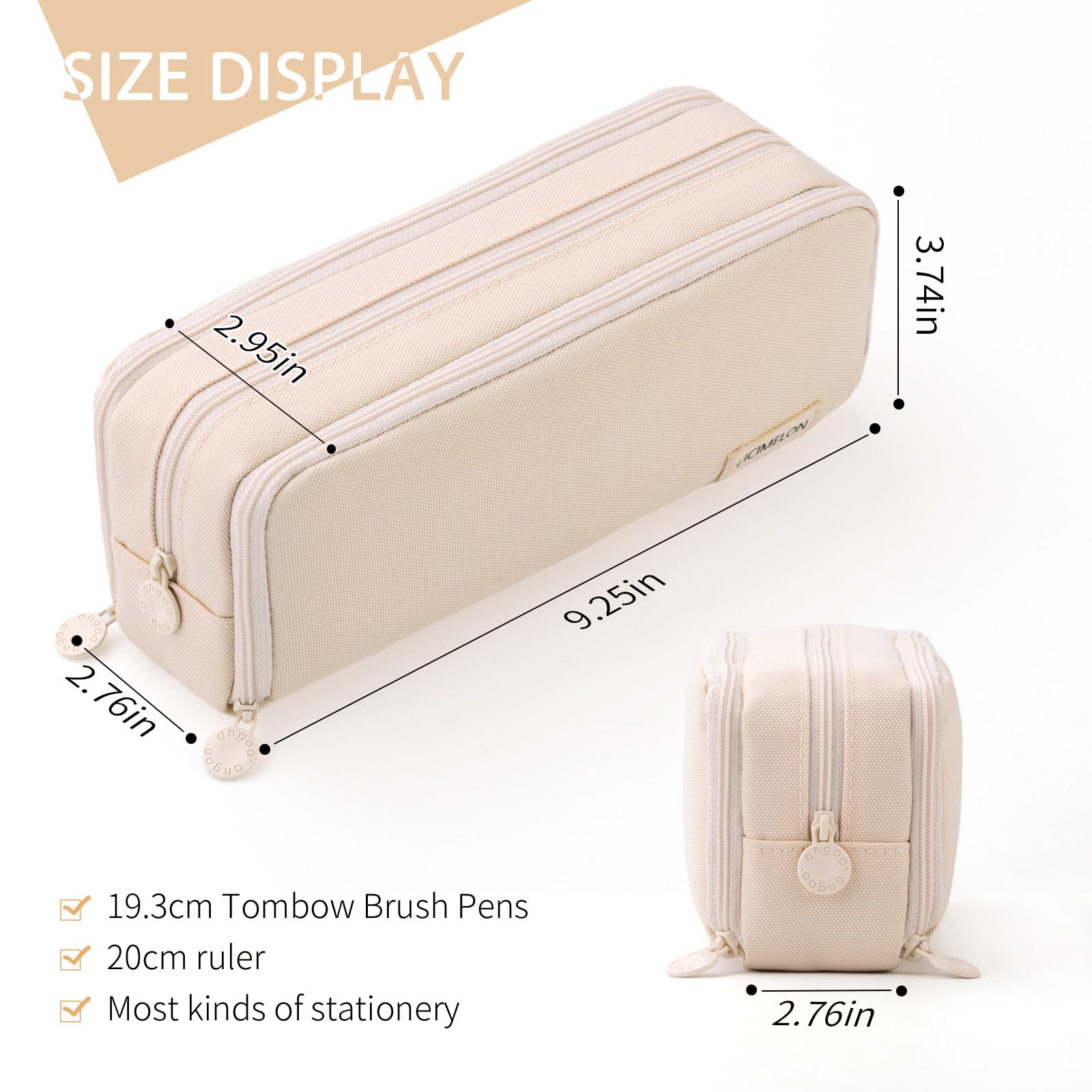 CICIMELON Large Capacity Pencil Case 3 Compartment Pouch Pen Bag for School Teen Girl Boy Men Women