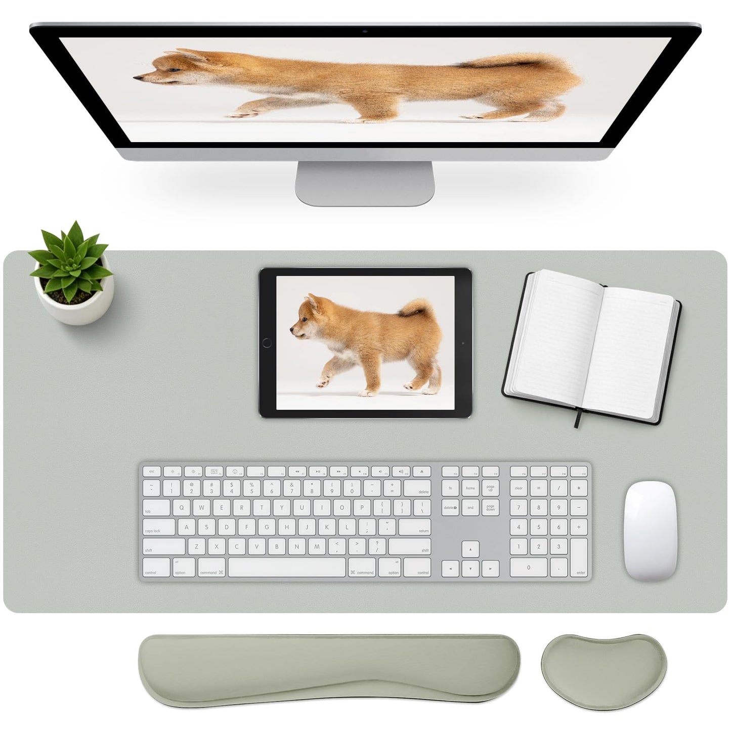 Meetcolor Keyboard and Mouse Pad, 3-in-1 Desk Mat Set Keyboard Wrist Rest